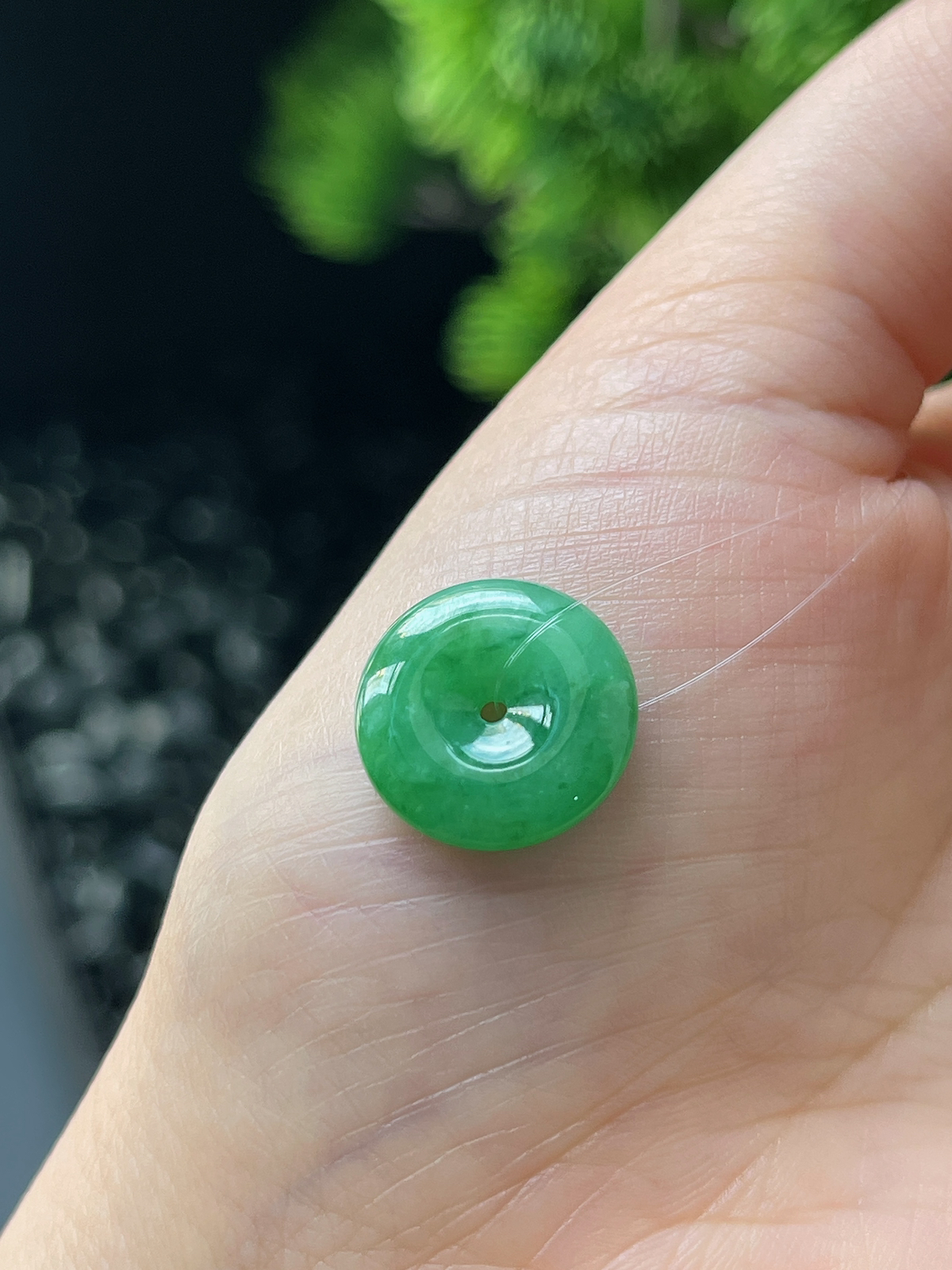 翡翠糯化种绿色平安扣