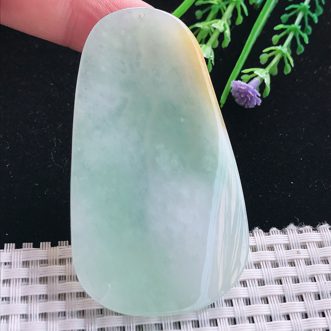 实拍A货翡翠68.6/40/5.8老坑冰润冰晴底普贤菩萨吊坠翡翠挂件