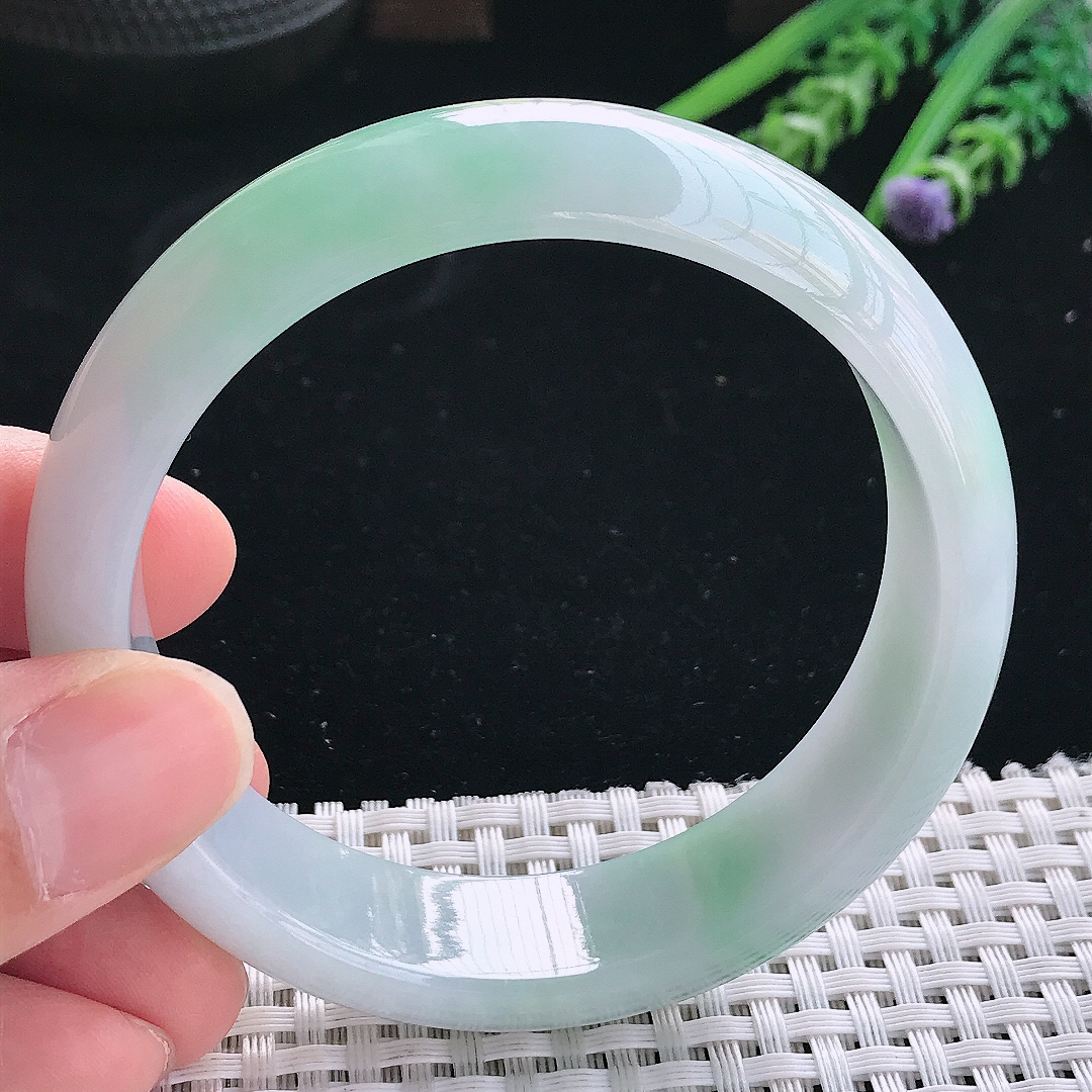 实拍天然翡翠59/16.9/8轮胎镯老坑冰润起胶冰晴手镯翡翠玉镯手环