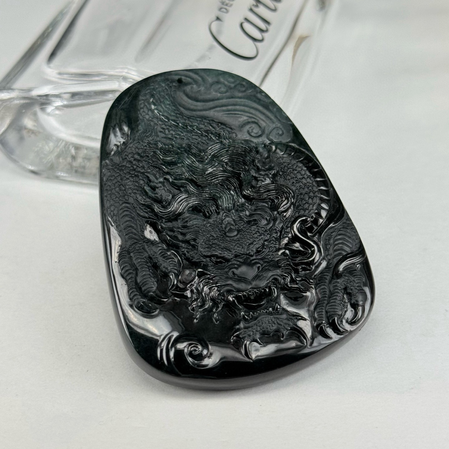 精品墨翠龙牌 种好色正 黑度好 打灯通透 油性十足