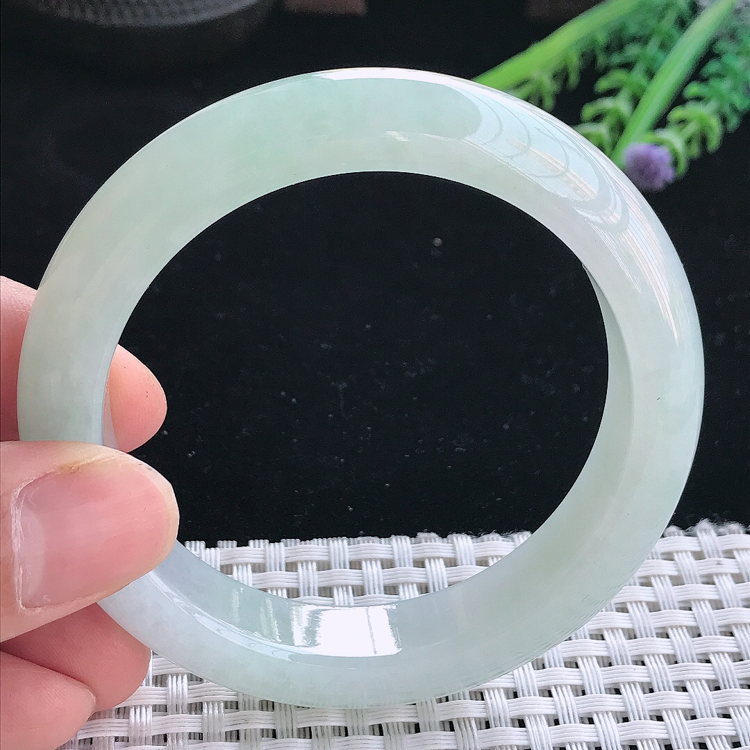 实拍天然翡翠56/12.7/9.2老坑冰胶果冻冰晴手镯翡翠玉镯手环