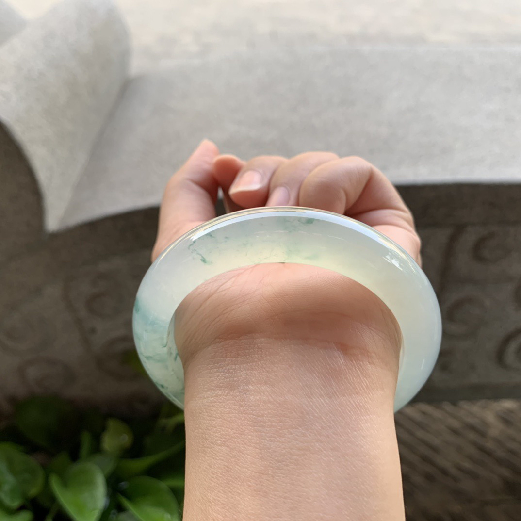 圈口56.2-12.4-9.6 【高冰飘花正圈手镯】正圈56 57可戴