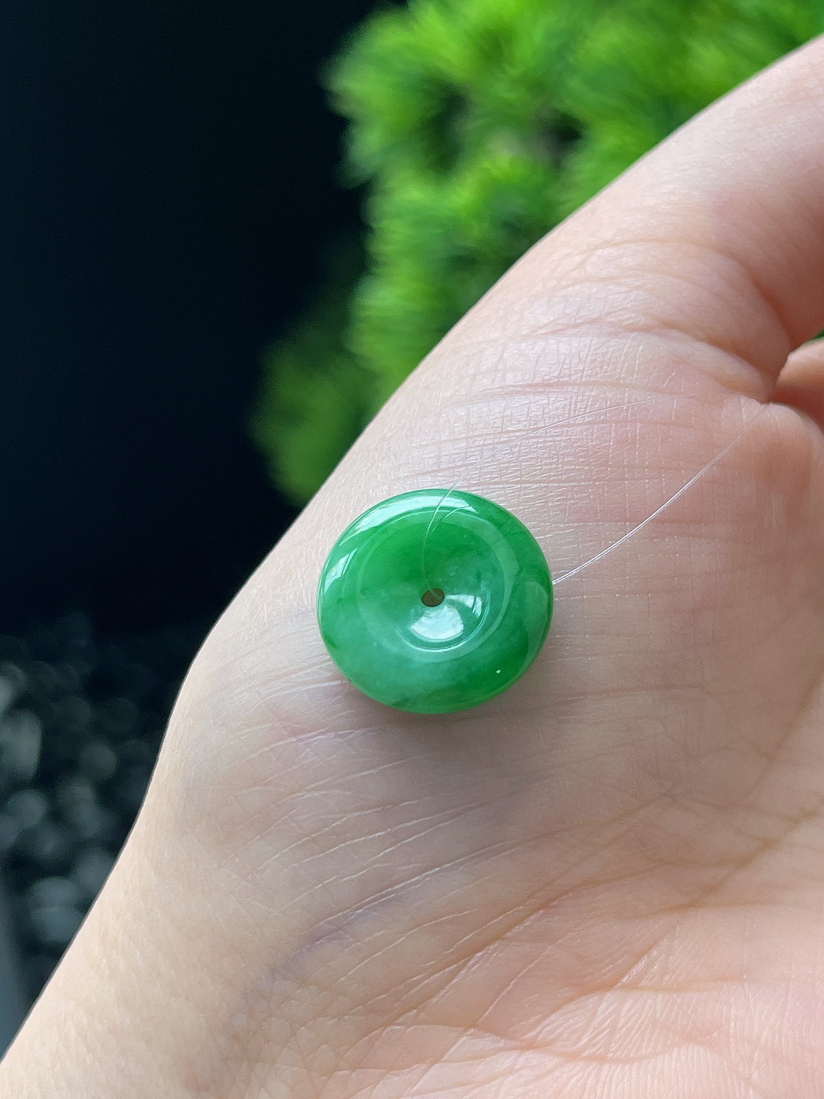 翡翠糯化种绿色平安扣