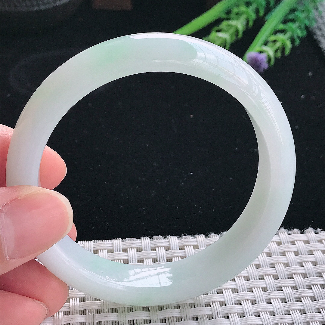 实拍天然翡翠56/13.4/8老坑冰润起胶宽边手镯翡翠玉镯手环