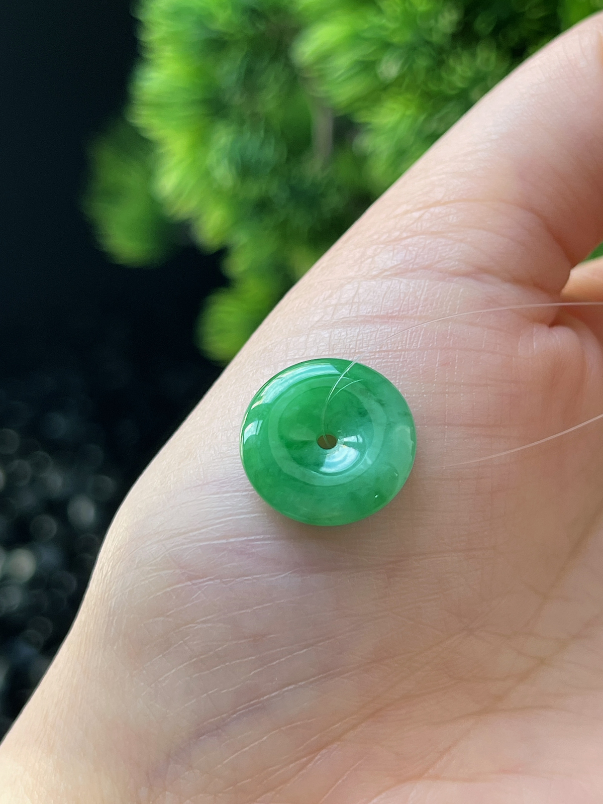 翡翠糯化种绿色平安扣