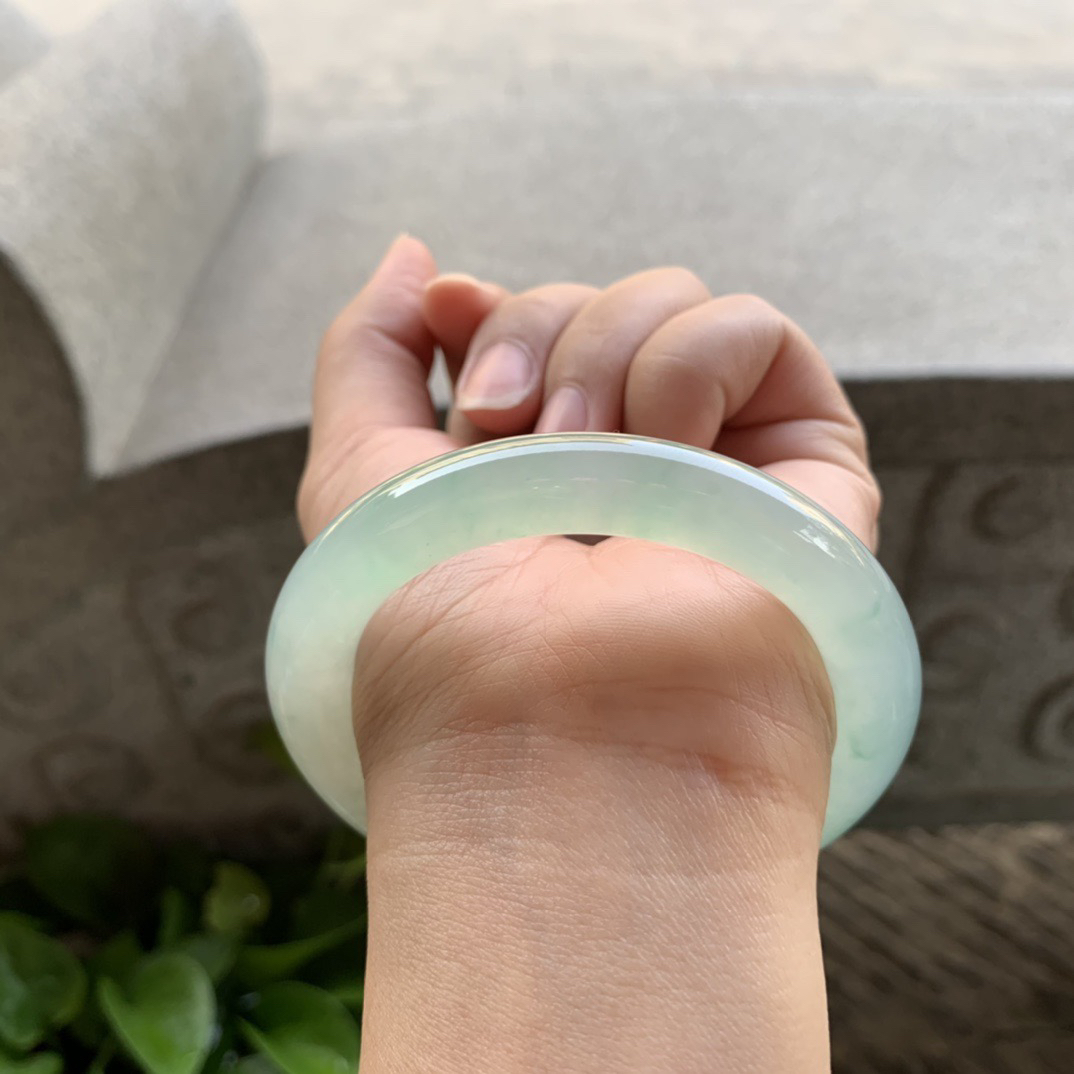 圈口 54.7-10.1【冰种晴水圆条手镯】圆条54 55可戴