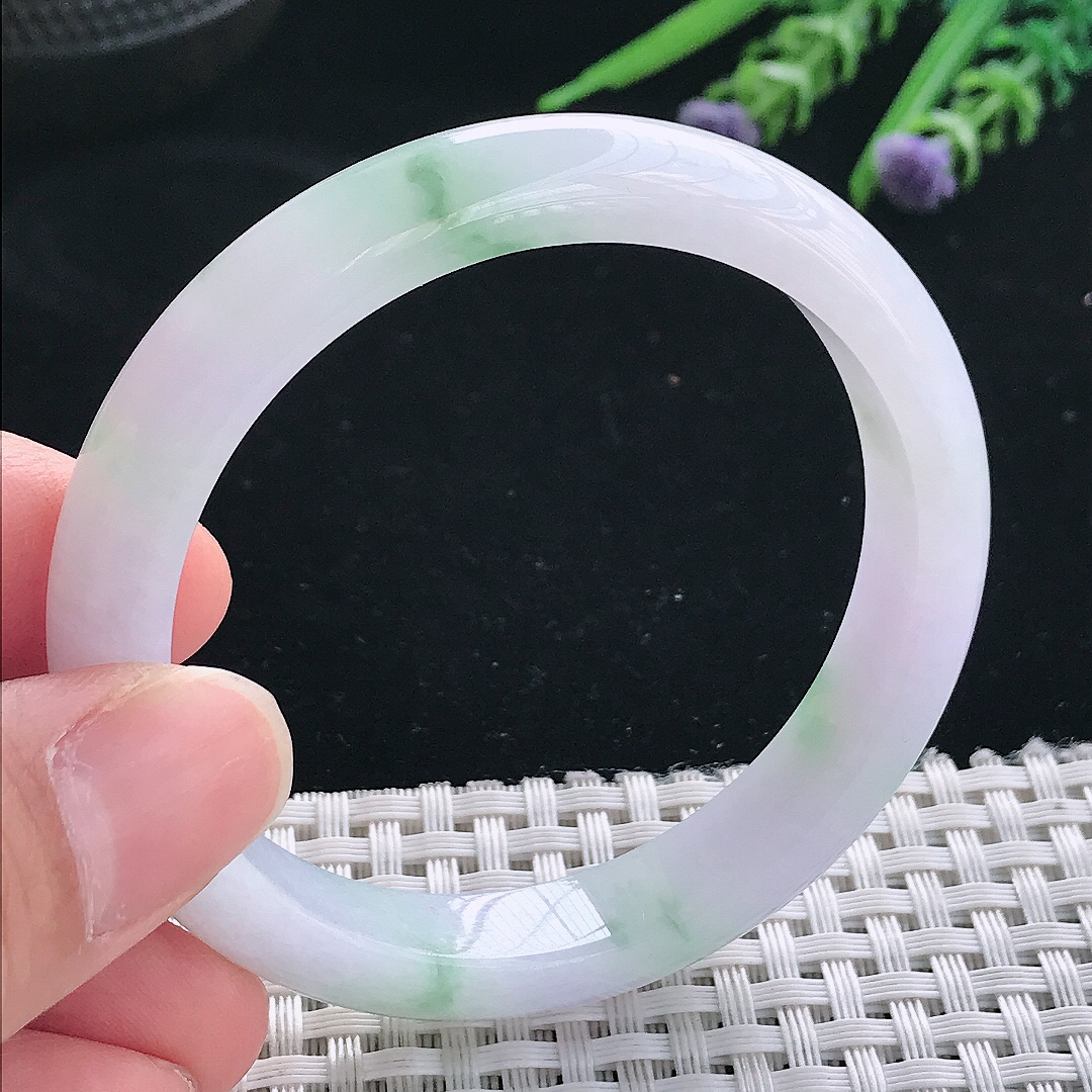 实拍天然翡翠52.8/9.9/7.2老坑精美冰润飘花手镯翡翠玉镯手环