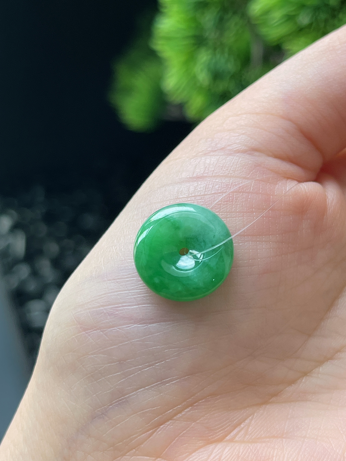 翡翠糯化种绿色平安扣