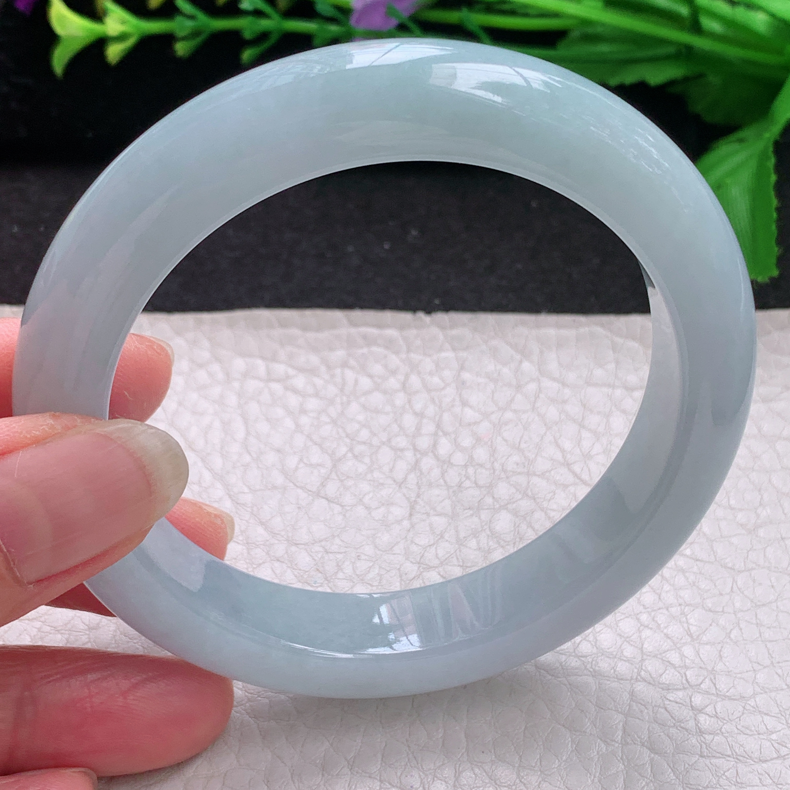 ee实拍59*12.4*9.6平安镯 缅甸翡翠A货玉手镯精美蓝韵宽边玉手镯