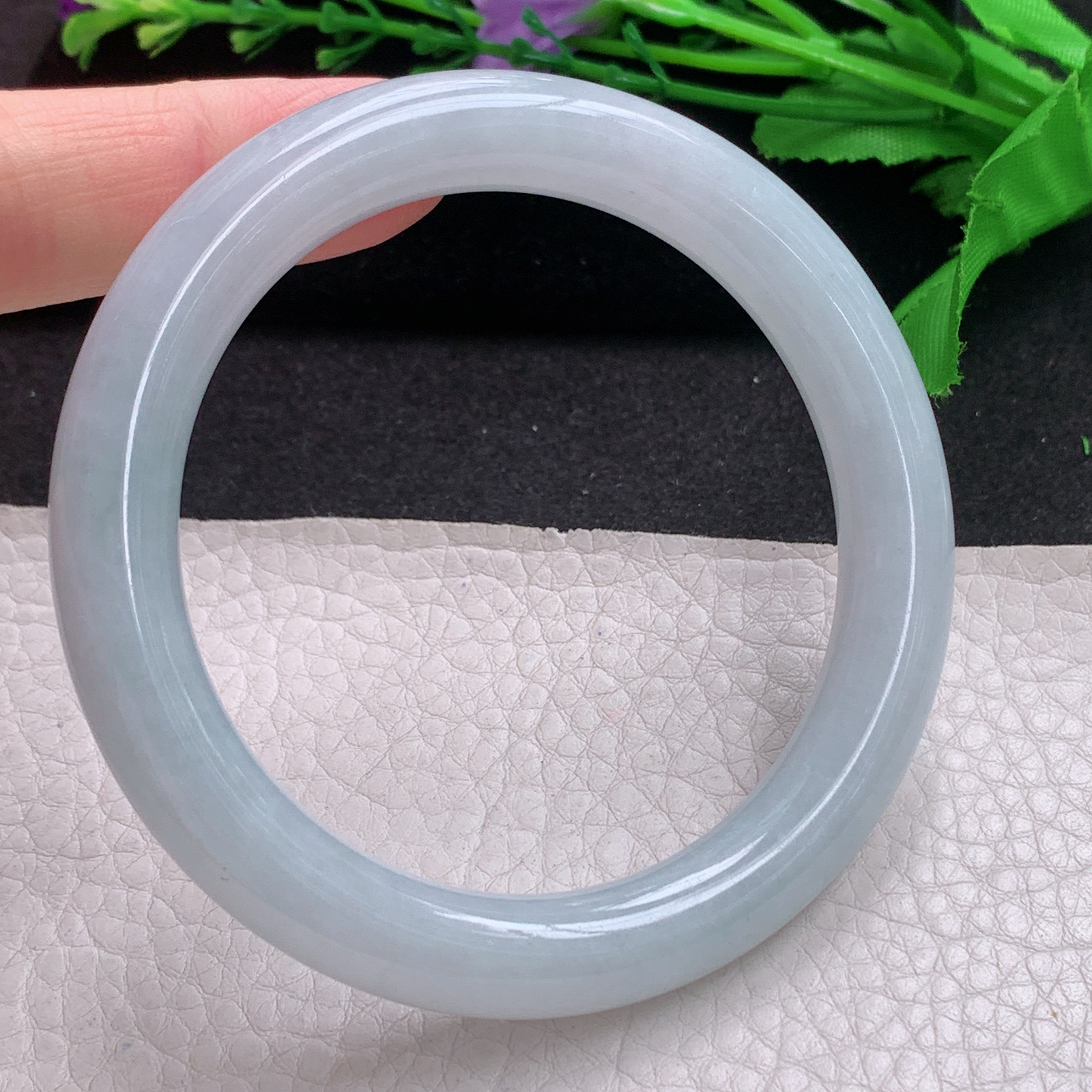 js纯美款58*10.5*10美人镯 缅甸翡翠A货玉手镯精美冰纯圆条玉手环