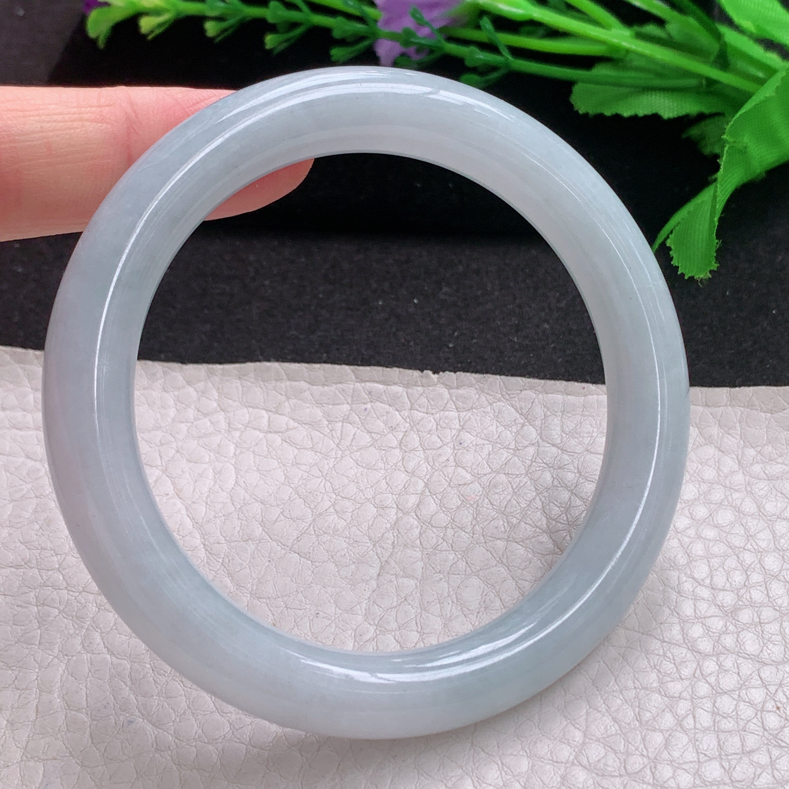 js纯美款58*10.5*10美人镯 缅甸翡翠A货玉手镯精美冰纯圆条玉手环