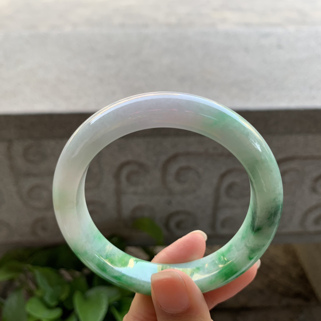 圈口 57.6-12.4-9.4【辣绿花正圈手镯】正圈57 58可戴