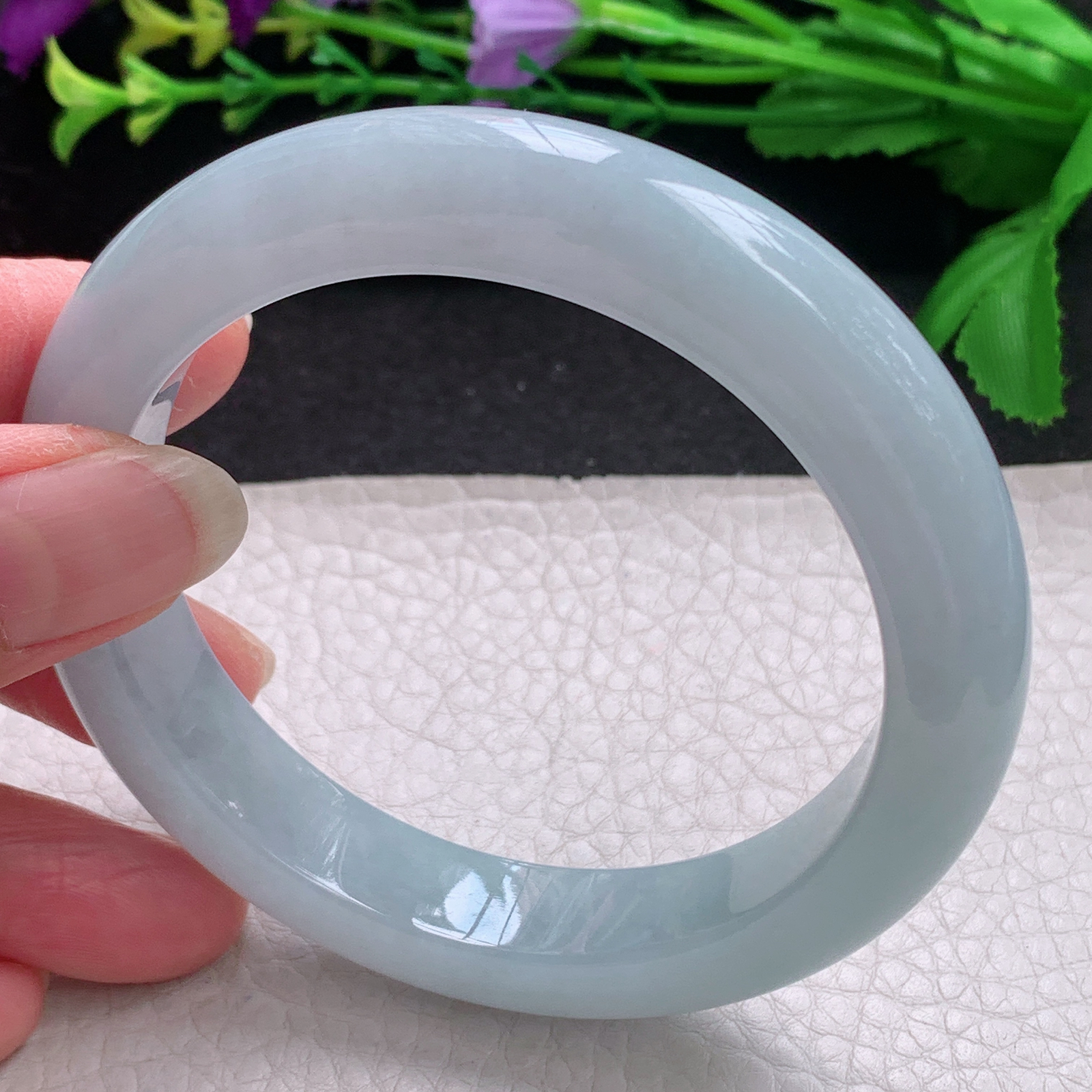 ee实拍59*12.4*9.6平安镯 缅甸翡翠A货玉手镯精美蓝韵宽边玉手镯