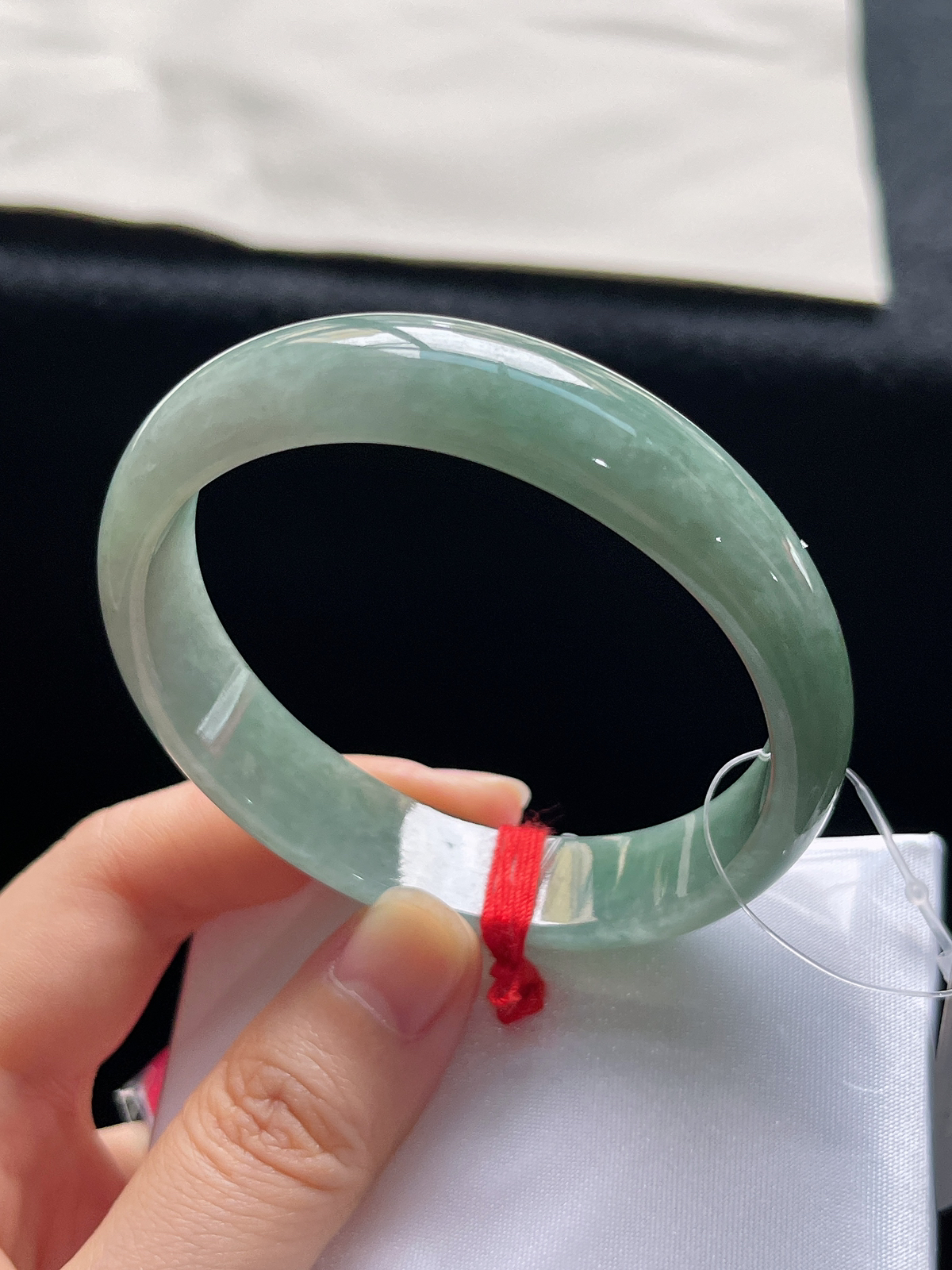 贵妃镯55.3圈口，翡翠糯化油青手镯