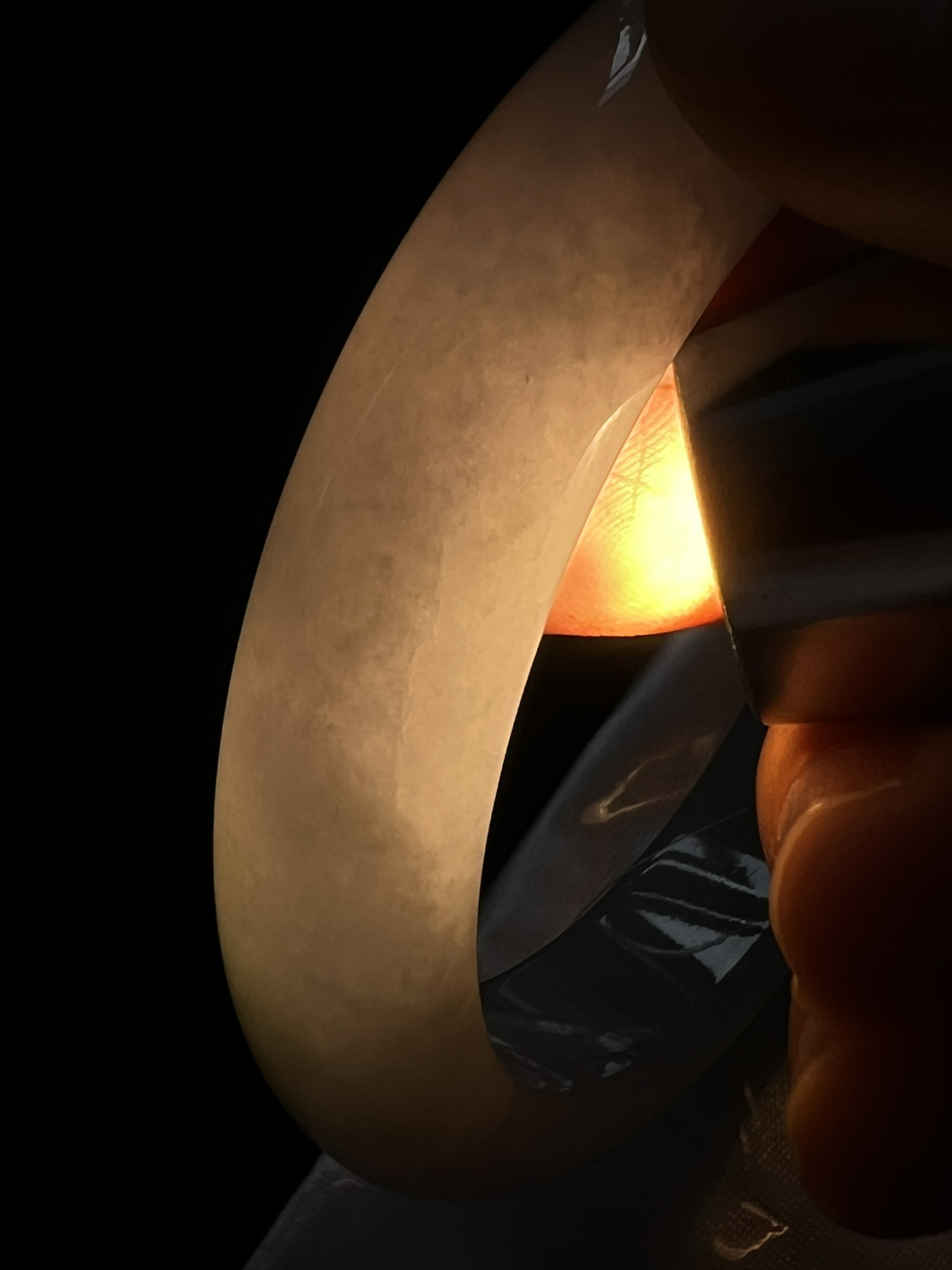 正圈55.5圈口，翡翠糯化种蓝紫色手镯