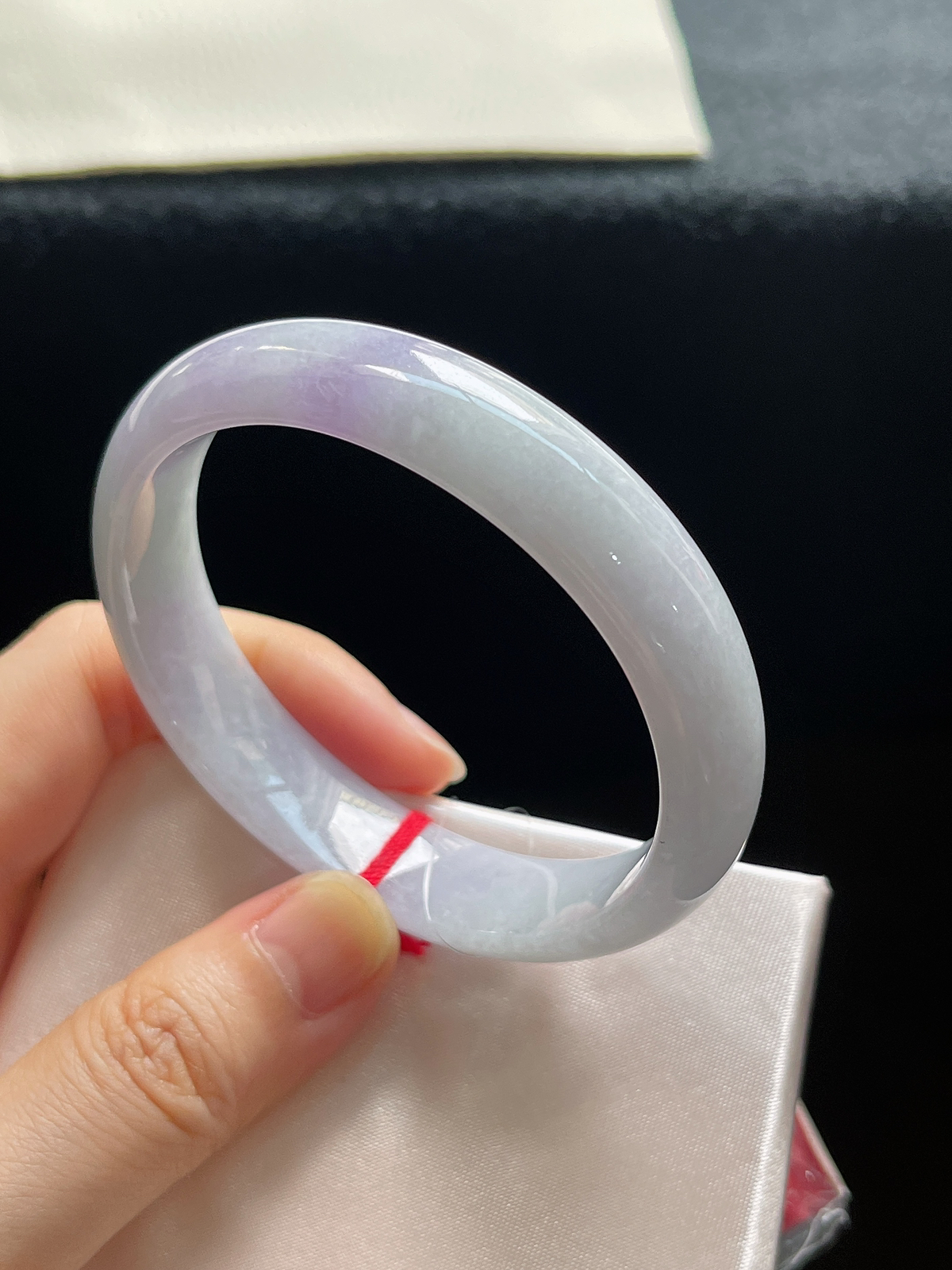 贵妃镯54.2圈口，翡翠糯化种紫色手镯