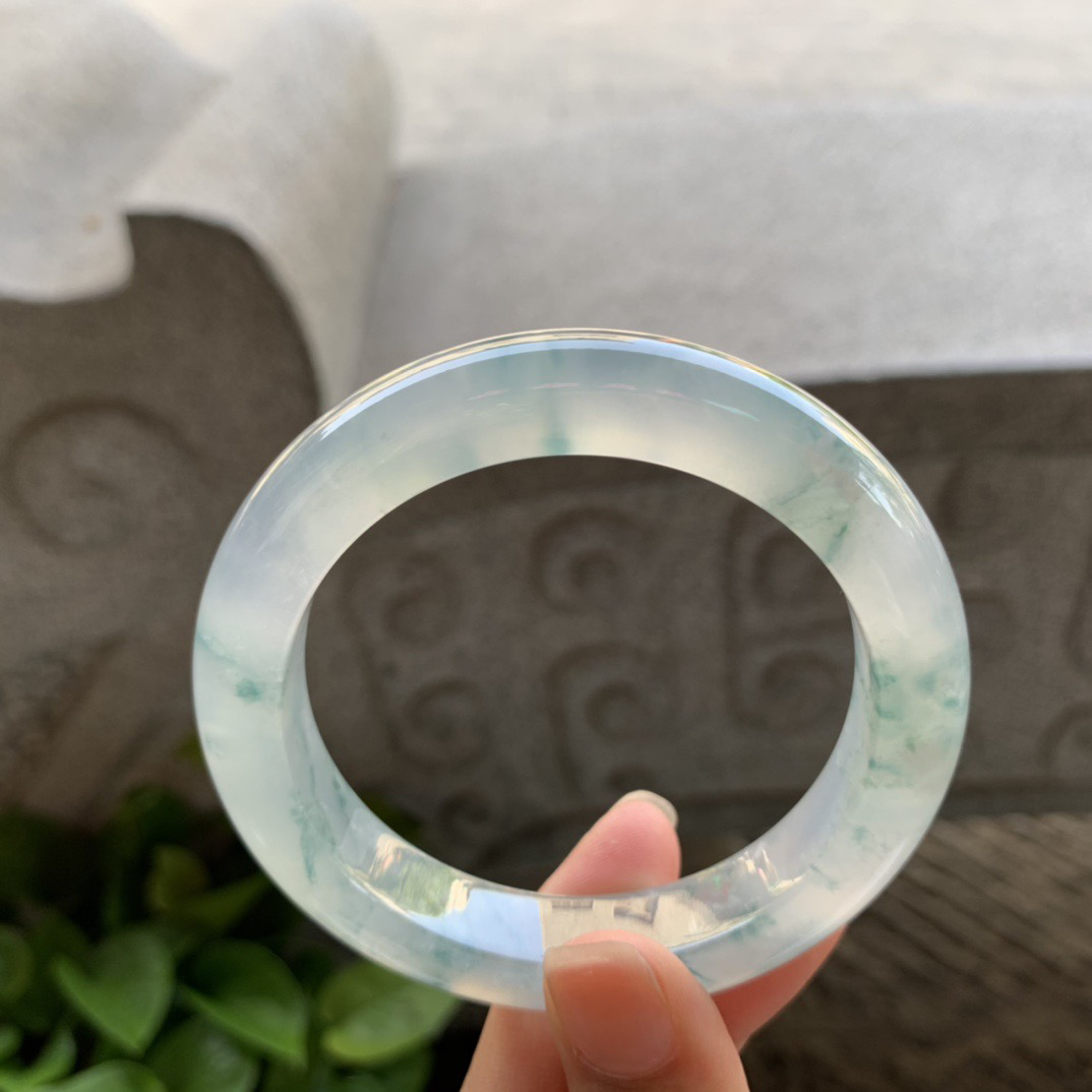 圈口55.7-11.7-9.8 【高冰飘花正圈手镯】正圈55 56可戴