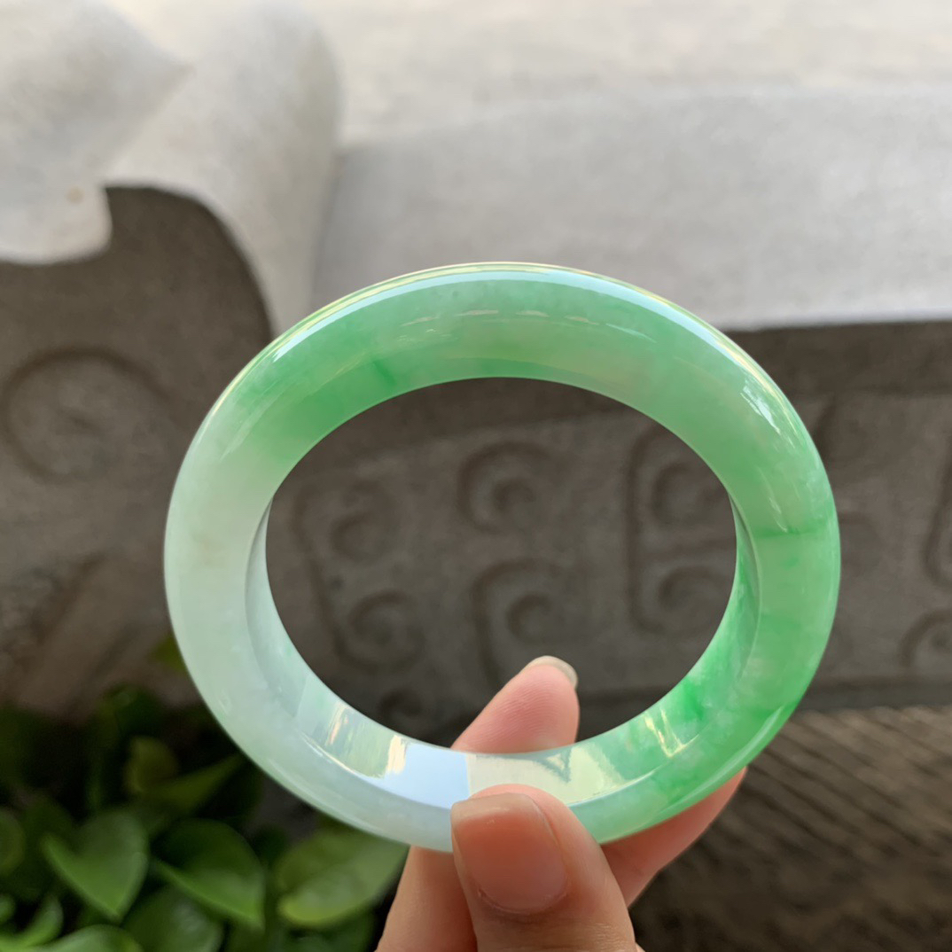 圈口55-11.9-9.8 【阳绿正圈手镯】正圈55 56可戴