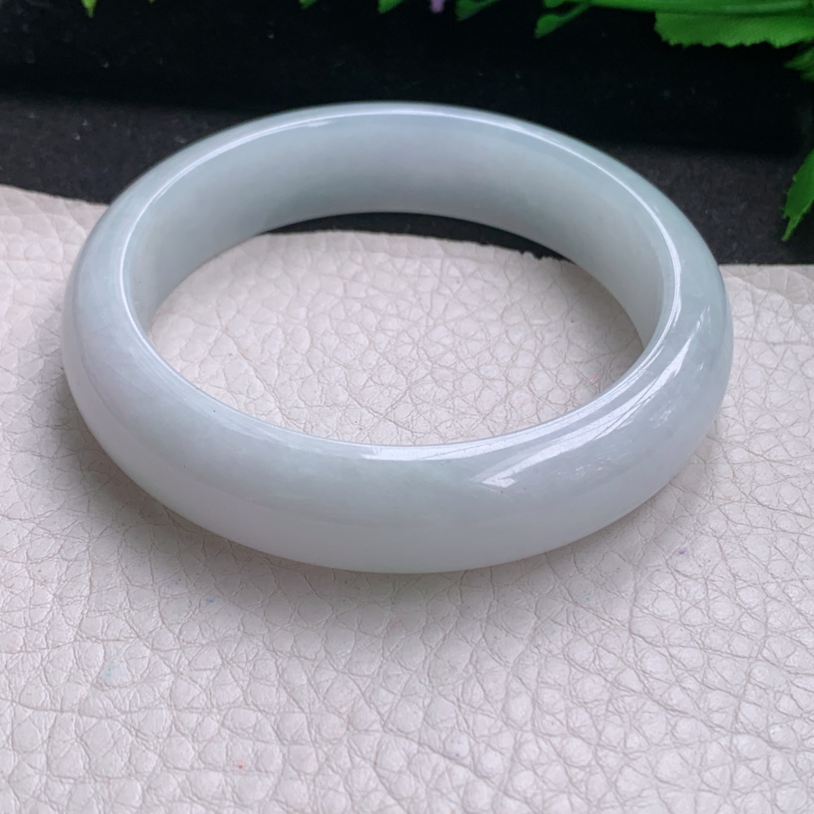 nr白月光款57*14.3*8.2平安镯 缅甸翡翠A货玉手镯精美纯美宽边玉手镯