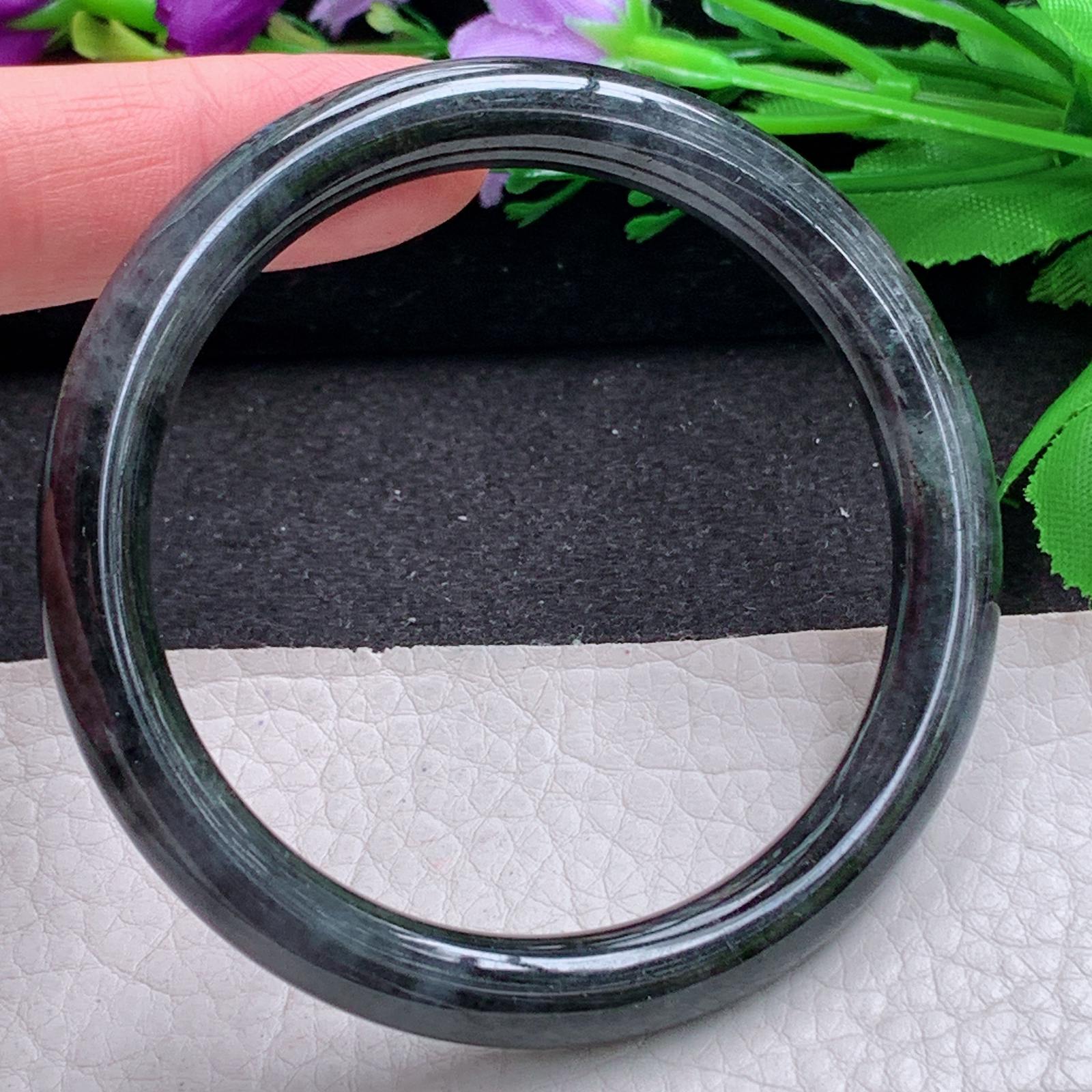 nc实拍55.5*8*7.8叮当镯 缅甸翡翠A货玉手镯精美特色乌鸡圆条美人镯