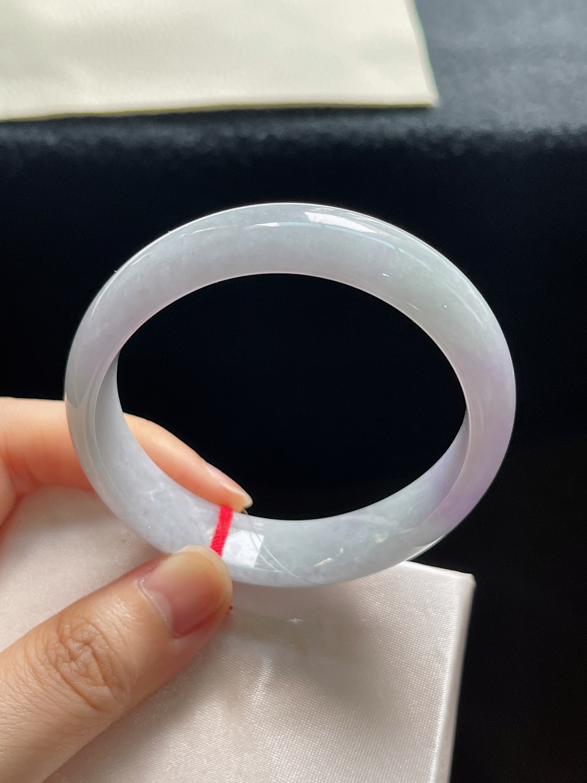 贵妃镯54.2圈口，翡翠糯化种紫色手镯