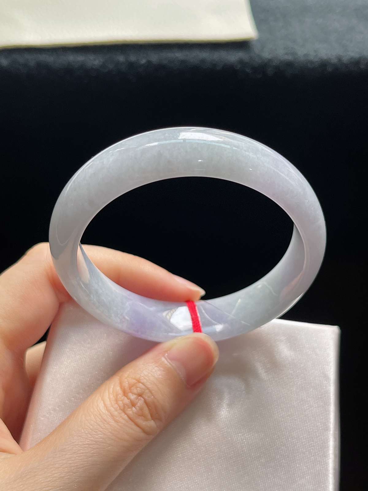 贵妃镯54.2圈口，翡翠糯化种紫色手镯