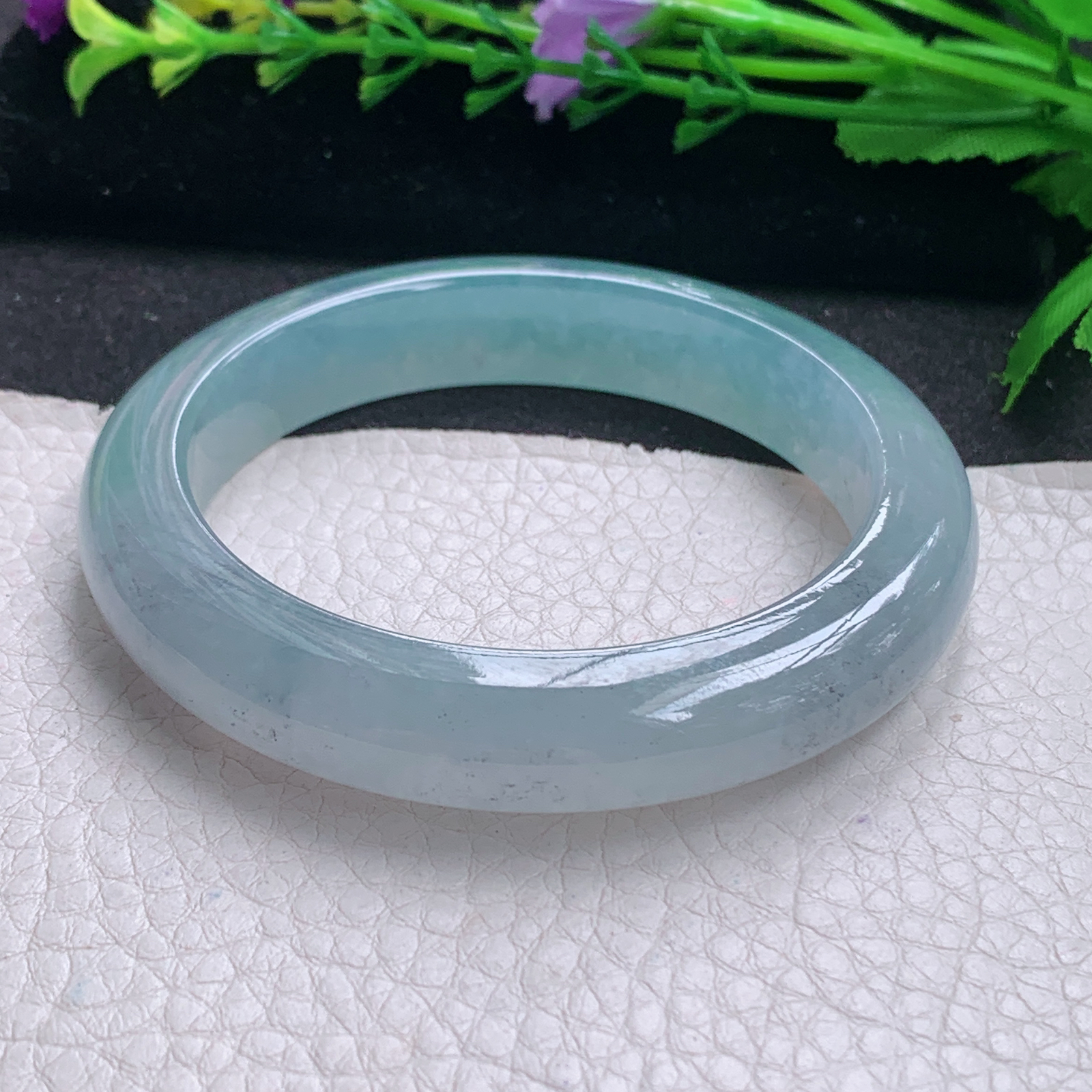 xo冰爽款55.5*11.8*9平安镯 缅甸翡翠A货玉手镯精美冰飘乌鸡花宽边玉手镯