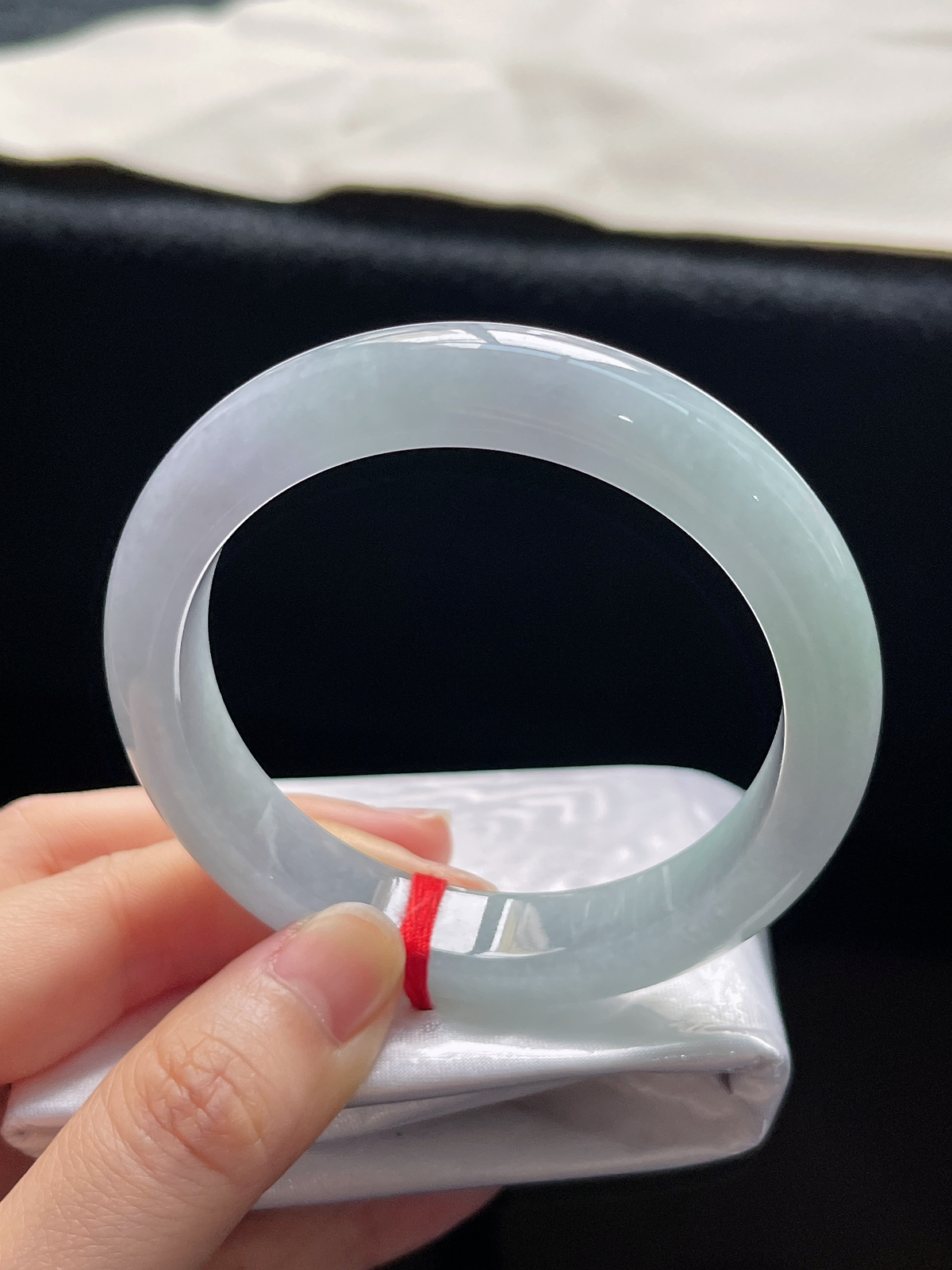 正圈55.5圈口，翡翠糯化种蓝紫色手镯