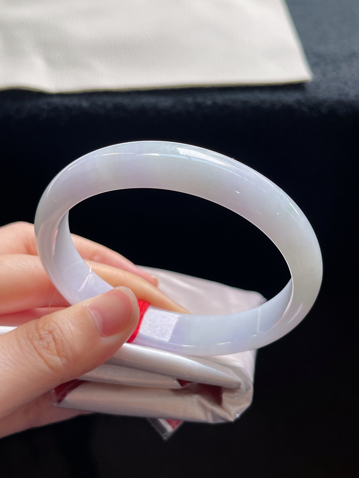 贵妃镯59.8圈口，翡翠糯化种紫色手镯