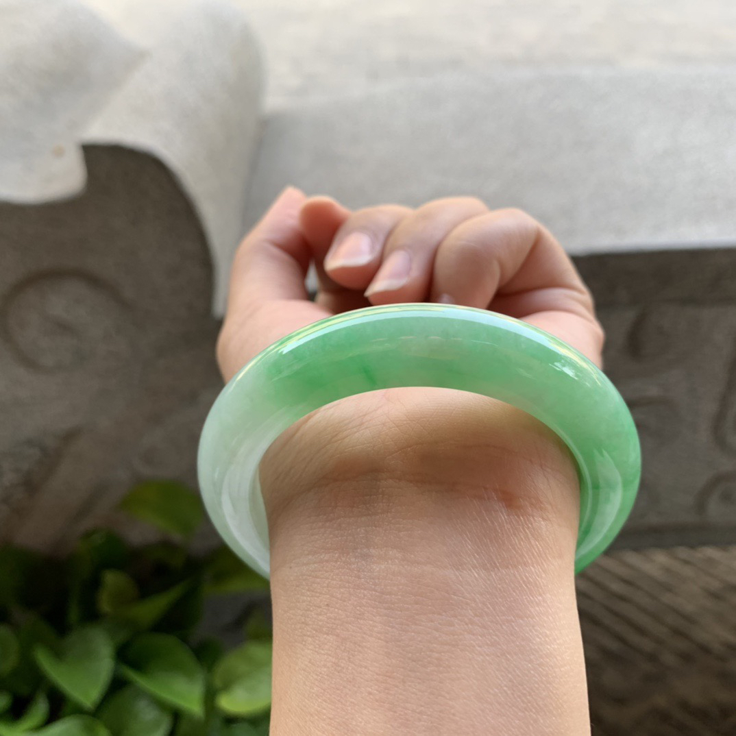 圈口55-11.9-9.8 【阳绿正圈手镯】正圈55 56可戴