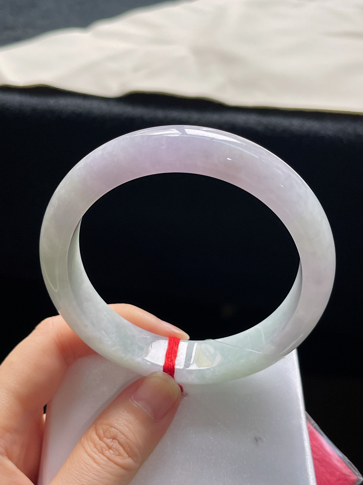 正圈61圈口，翡翠糯化种春带彩手镯