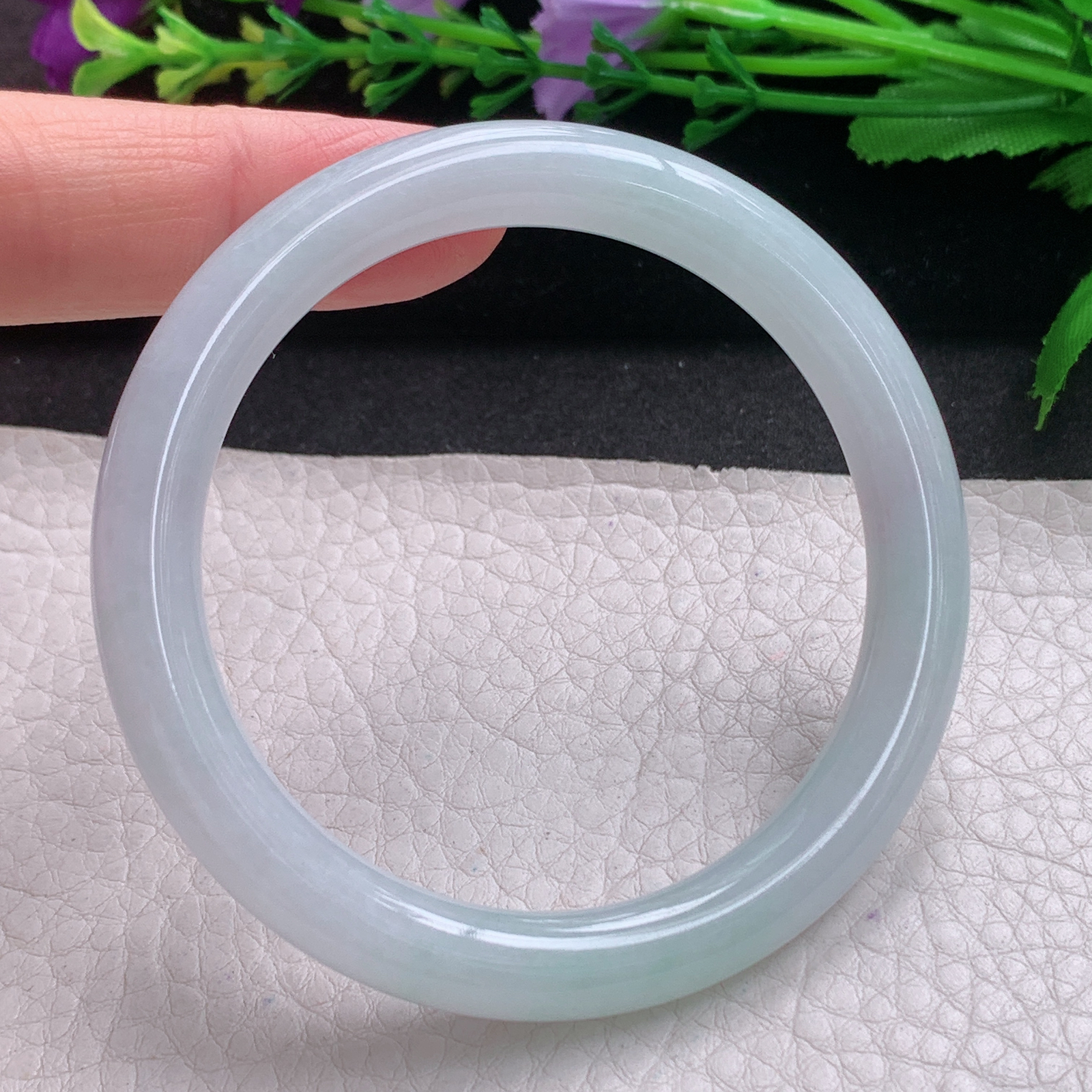 r小圈口52.6*8美人镯 缅甸翡翠A货玉手镯精美纯美秀气圆叮当镯