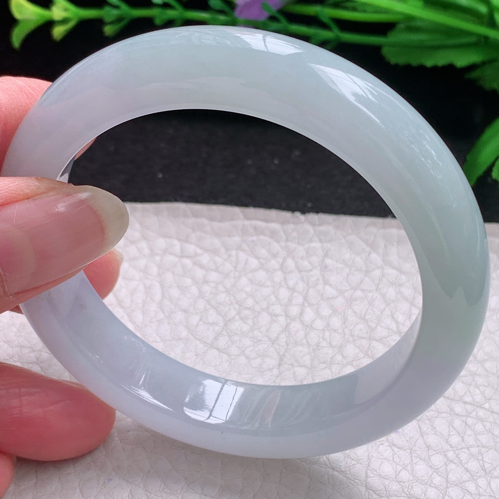 xo清新款55.5*12*8.5平安镯 缅甸翡翠A货玉手镯精美清新宽边玉手镯