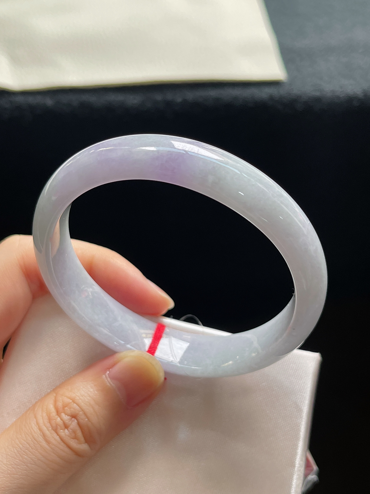 贵妃镯54.2圈口，翡翠糯化种紫色手镯