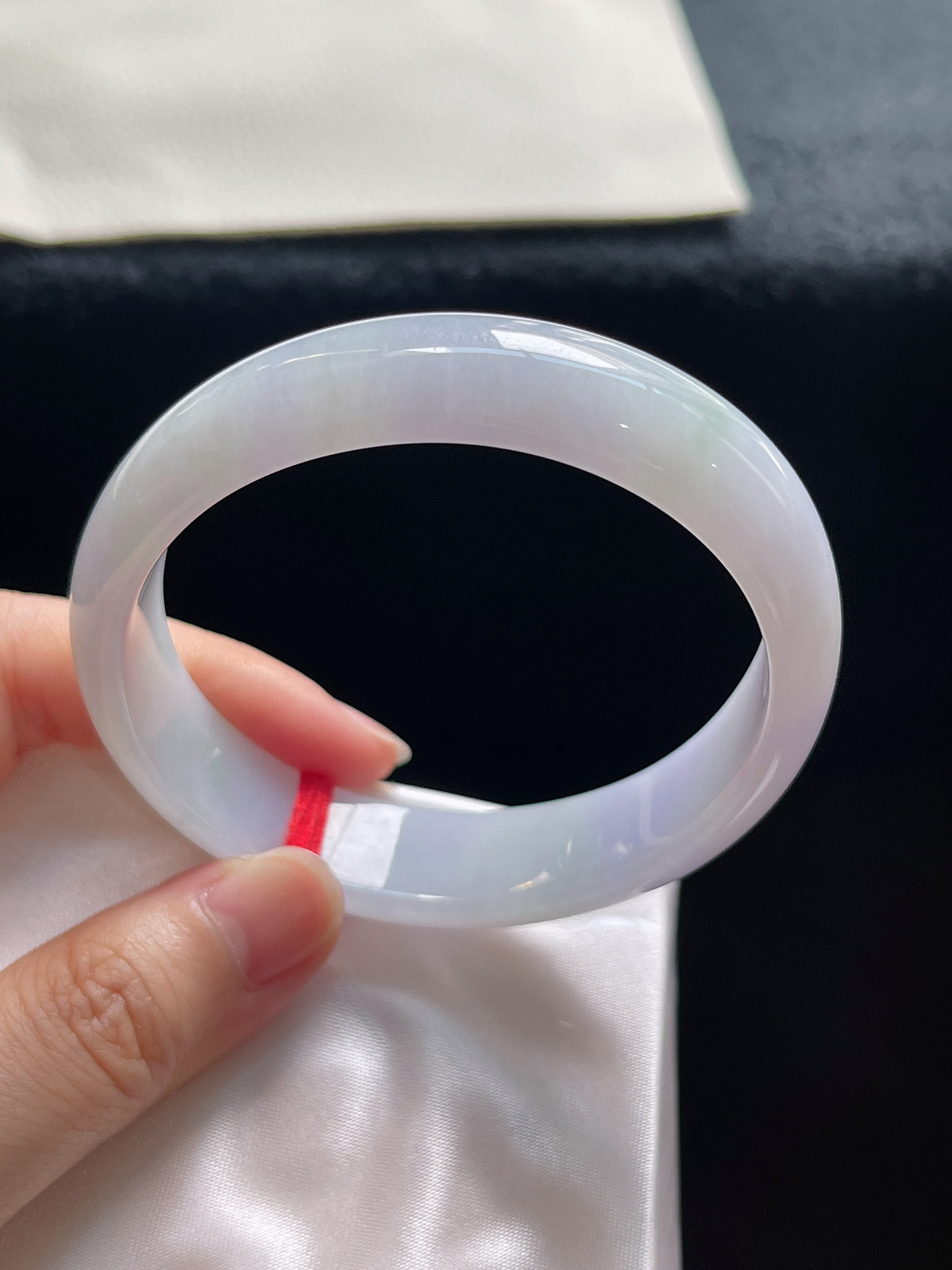 贵妃镯59.8圈口，翡翠糯化种紫色手镯