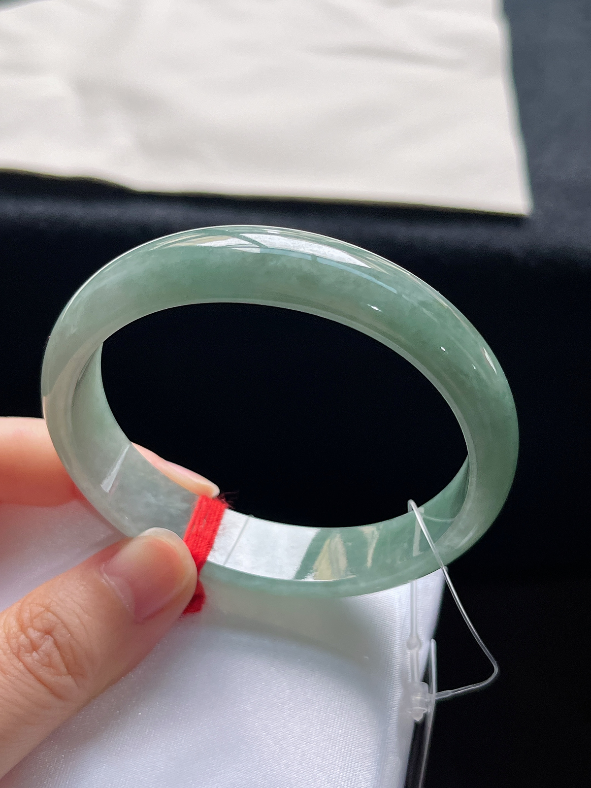 贵妃镯55.3圈口，翡翠糯化油青手镯