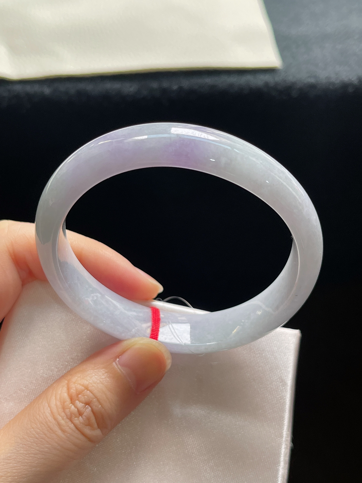 贵妃镯54.2圈口，翡翠糯化种紫色手镯