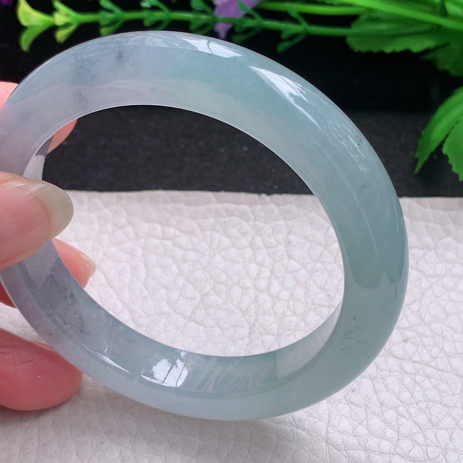 xo冰爽款55.5*11.8*9平安镯 缅甸翡翠A货玉手镯精美冰飘乌鸡花宽边玉手镯