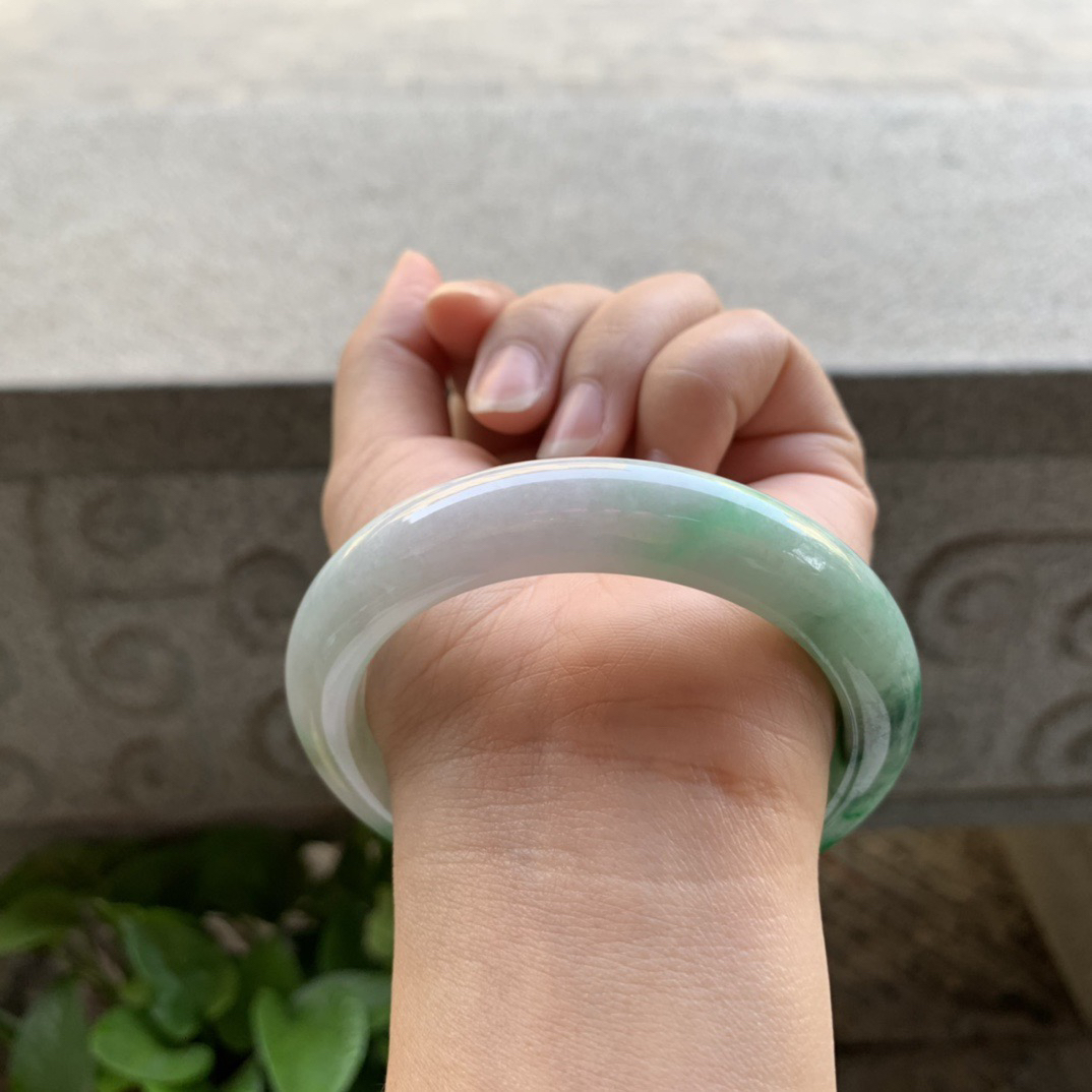 圈口 57.6-12.4-9.4【辣绿花正圈手镯】正圈57 58可戴