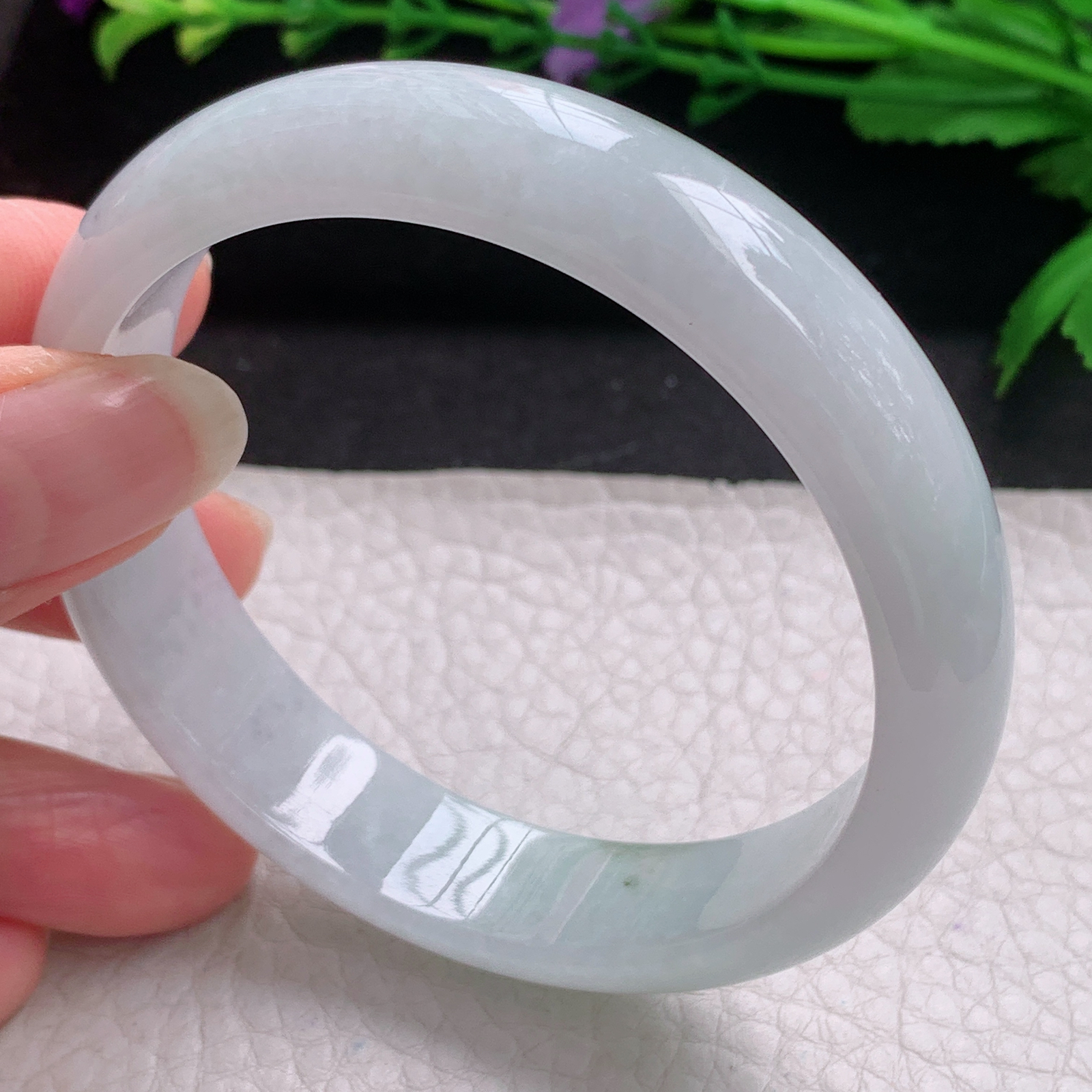 js纯美款58*13.8*7平安镯 缅甸翡翠A货玉手镯精美冰纯宽边玉手环