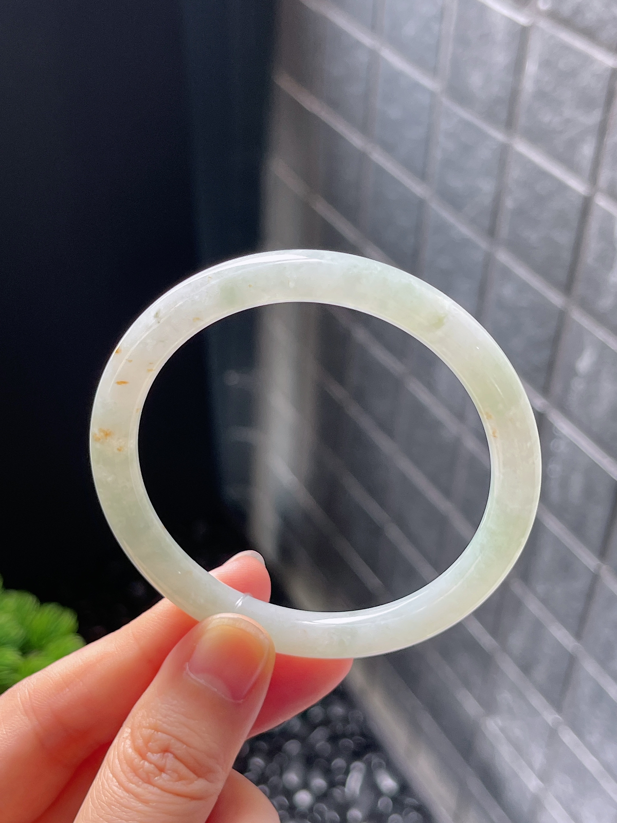 圆镯53.1圈口，翡翠冰糯种白色手镯