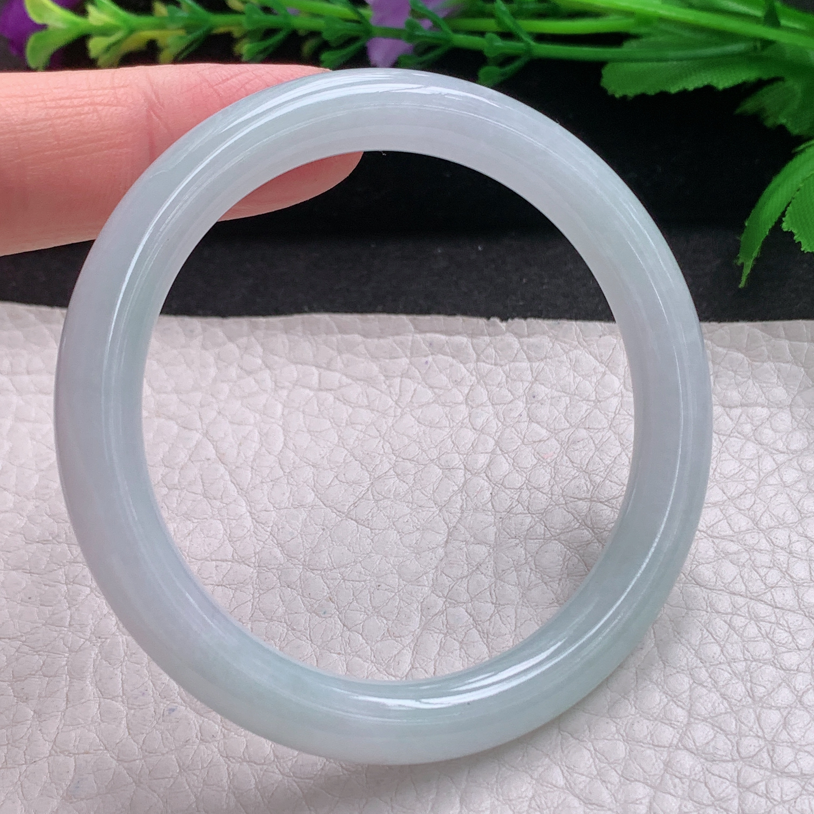 r小圈口52.6*8美人镯 缅甸翡翠A货玉手镯精美纯美秀气圆叮当镯