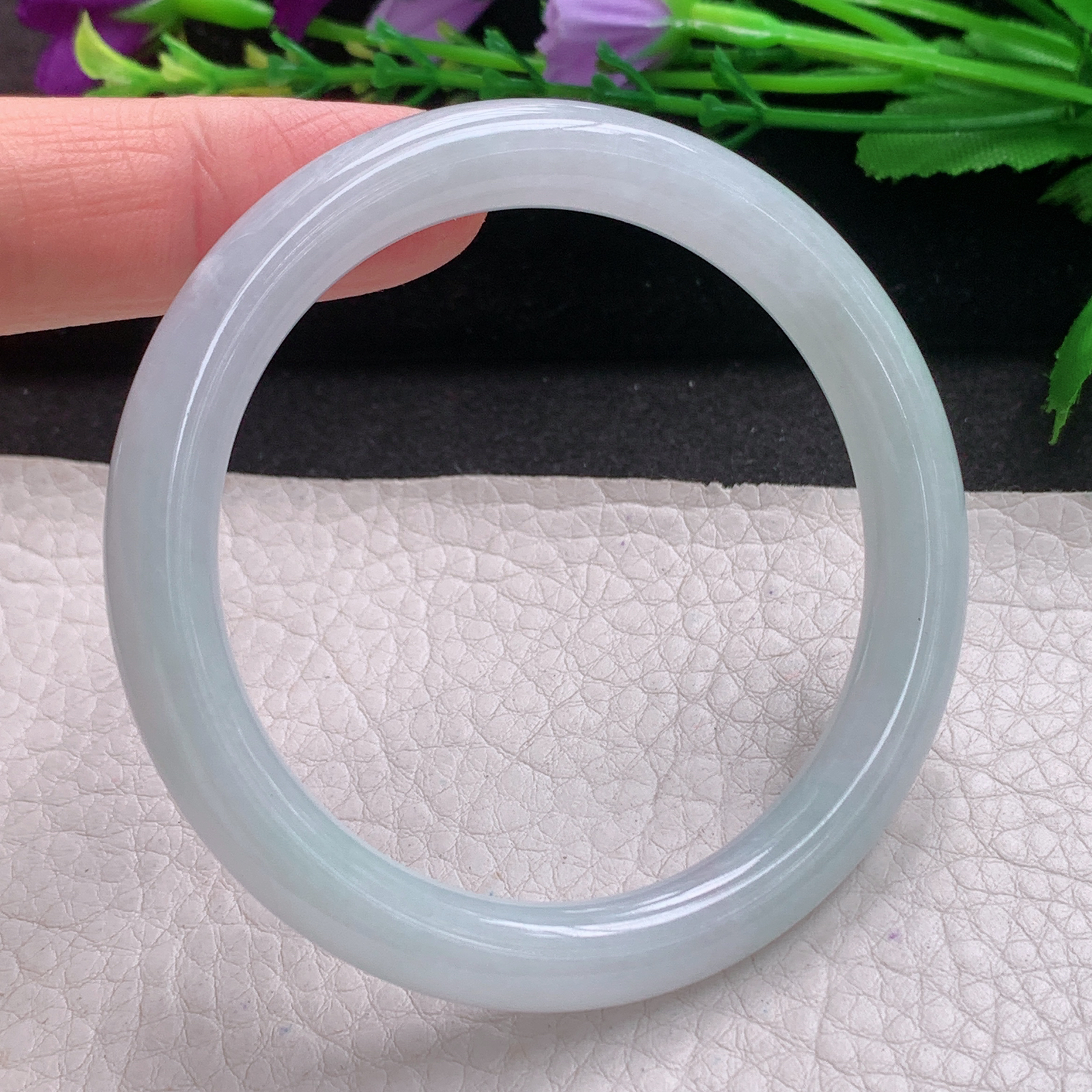 r小圈口52.6*8美人镯 缅甸翡翠A货玉手镯精美纯美秀气圆叮当镯