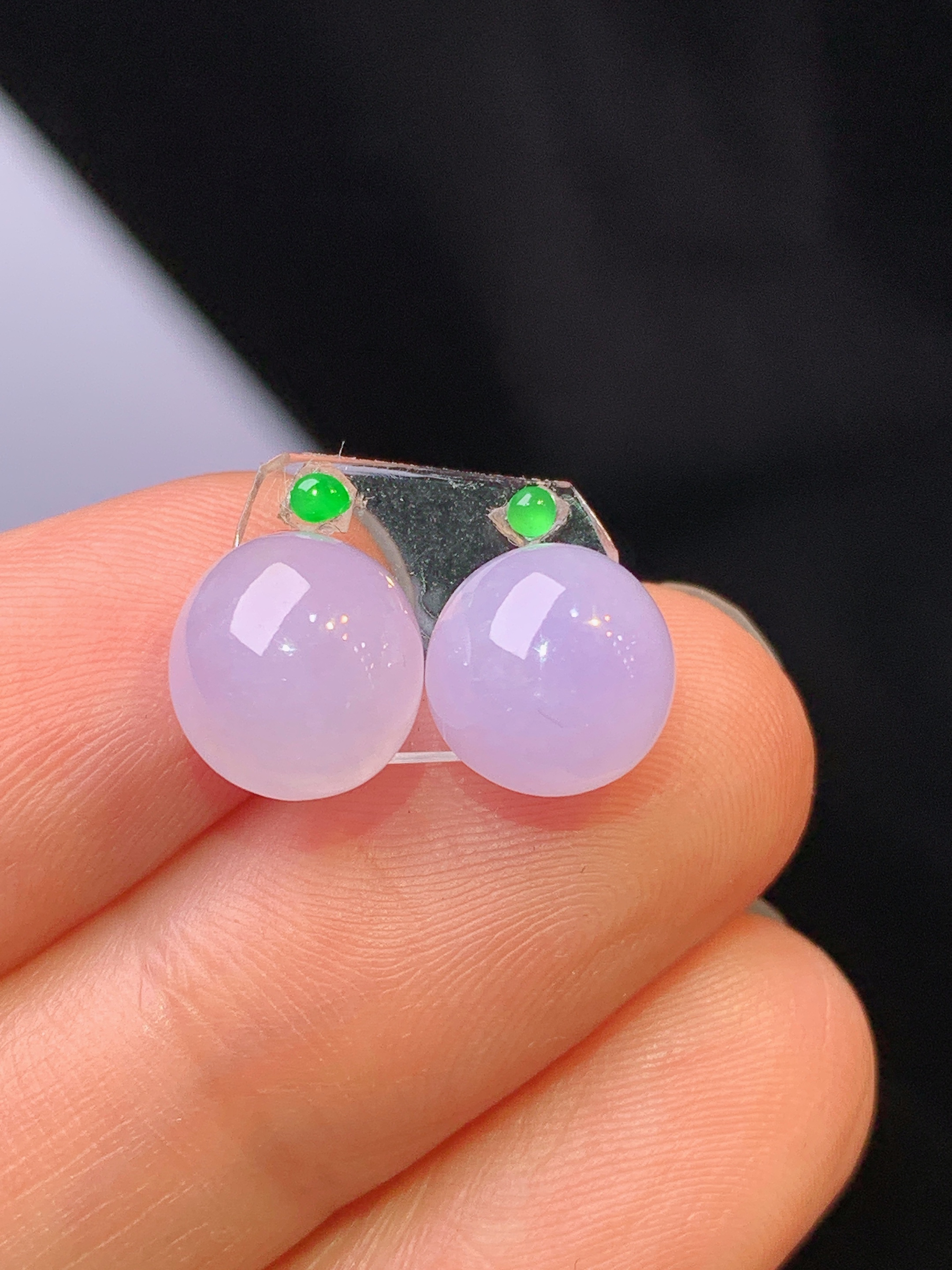 镶嵌款 紫罗兰蛋面一对 玉质细腻 色泽艳丽清新 水润亮眼 整体尺寸8.3*5*2x