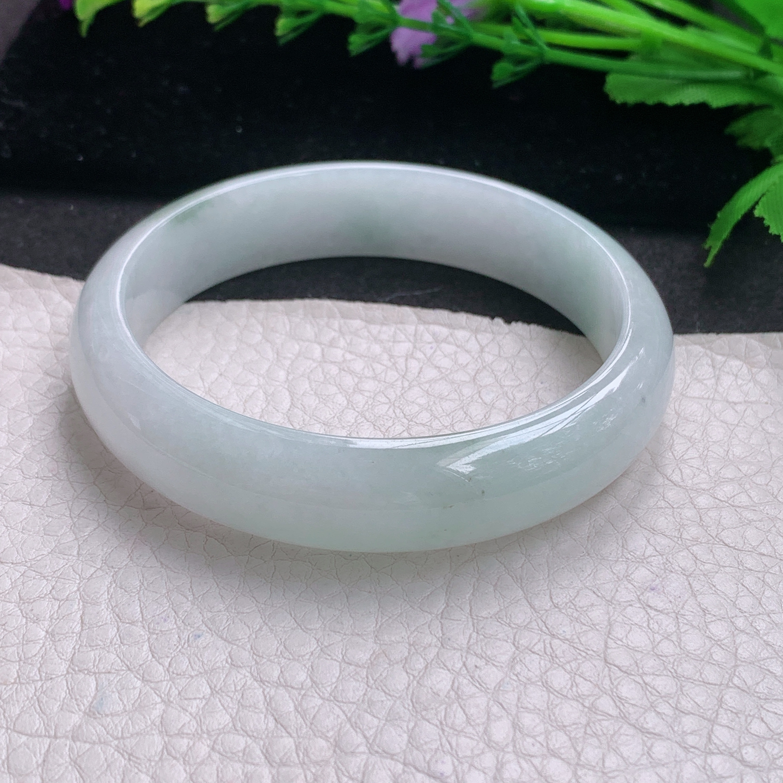 js纯美款58*13.8*7平安镯 缅甸翡翠A货玉手镯精美冰纯宽边玉手环