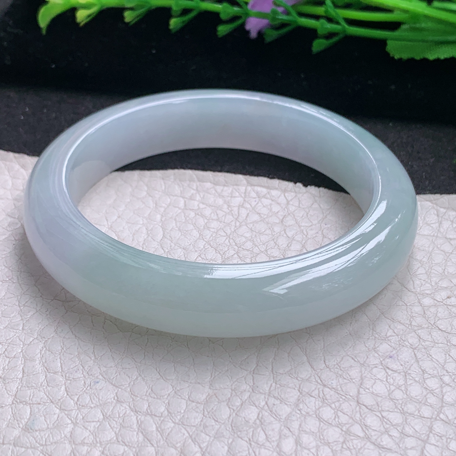 xo清新款55.5*12*8.5平安镯 缅甸翡翠A货玉手镯精美清新宽边玉手镯