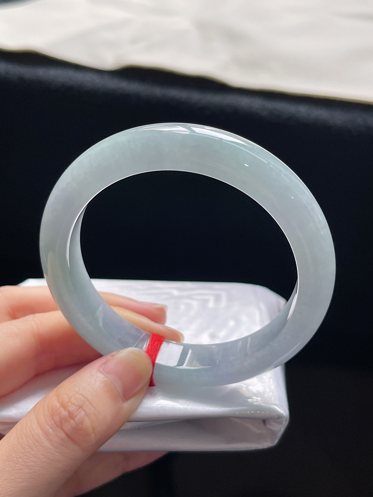 正圈55.5圈口，翡翠糯化种蓝紫色手镯