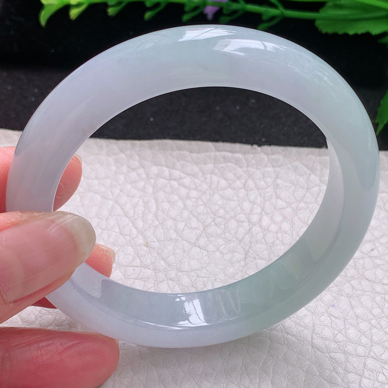 xo清新款55.5*12*8.5平安镯 缅甸翡翠A货玉手镯精美清新宽边玉手镯