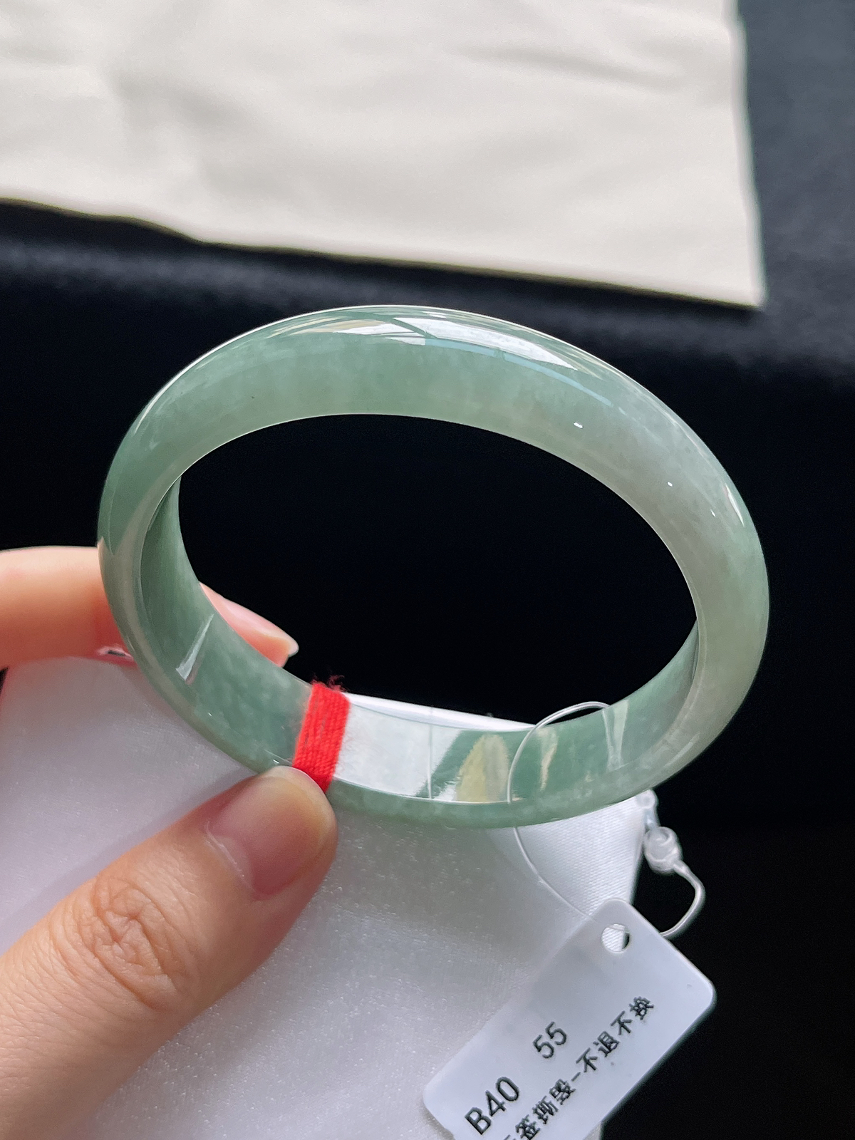 贵妃镯55.3圈口，翡翠糯化油青手镯