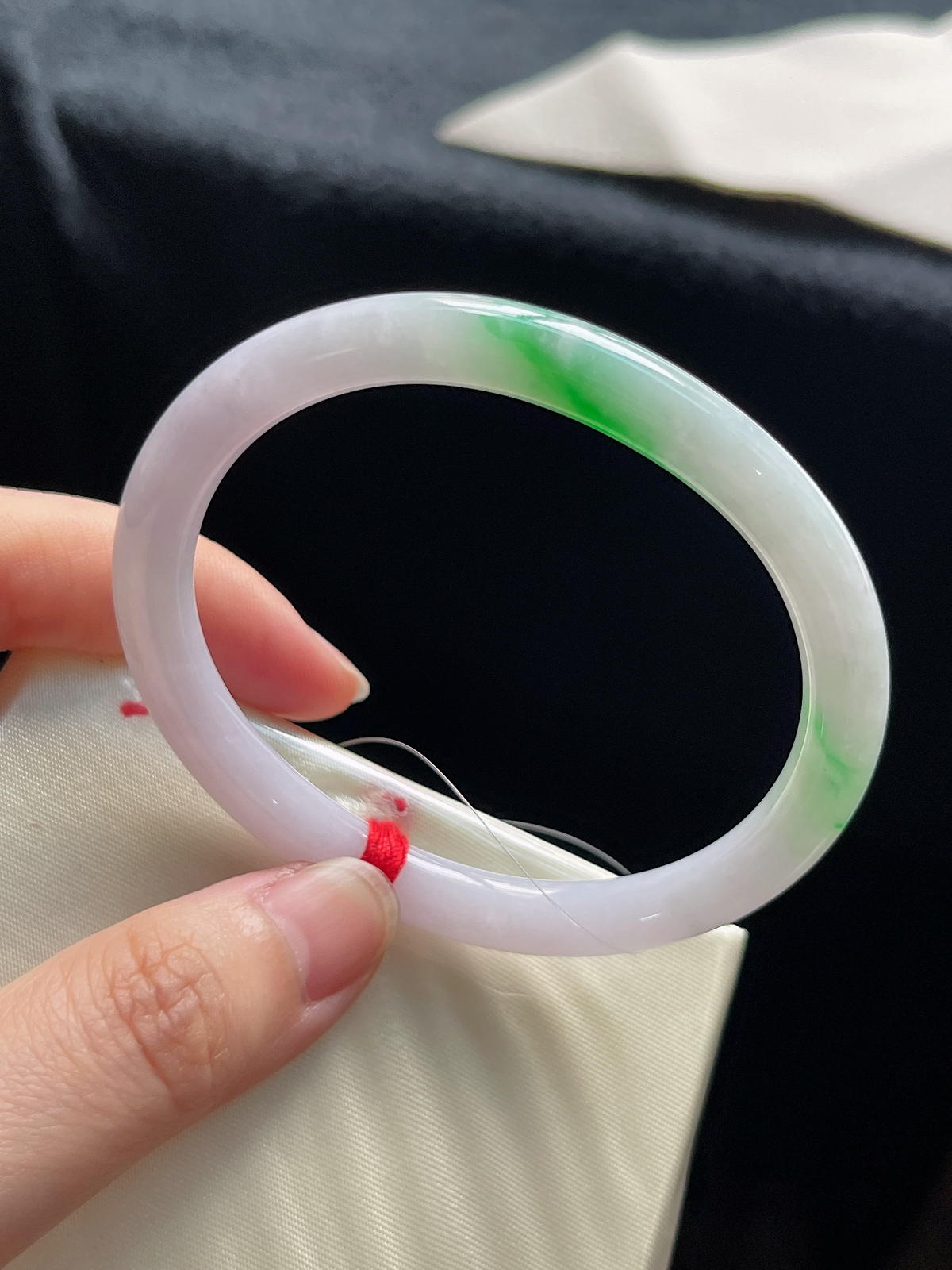 贵妃镯54.6圈口，翡翠糯化种飘花手镯